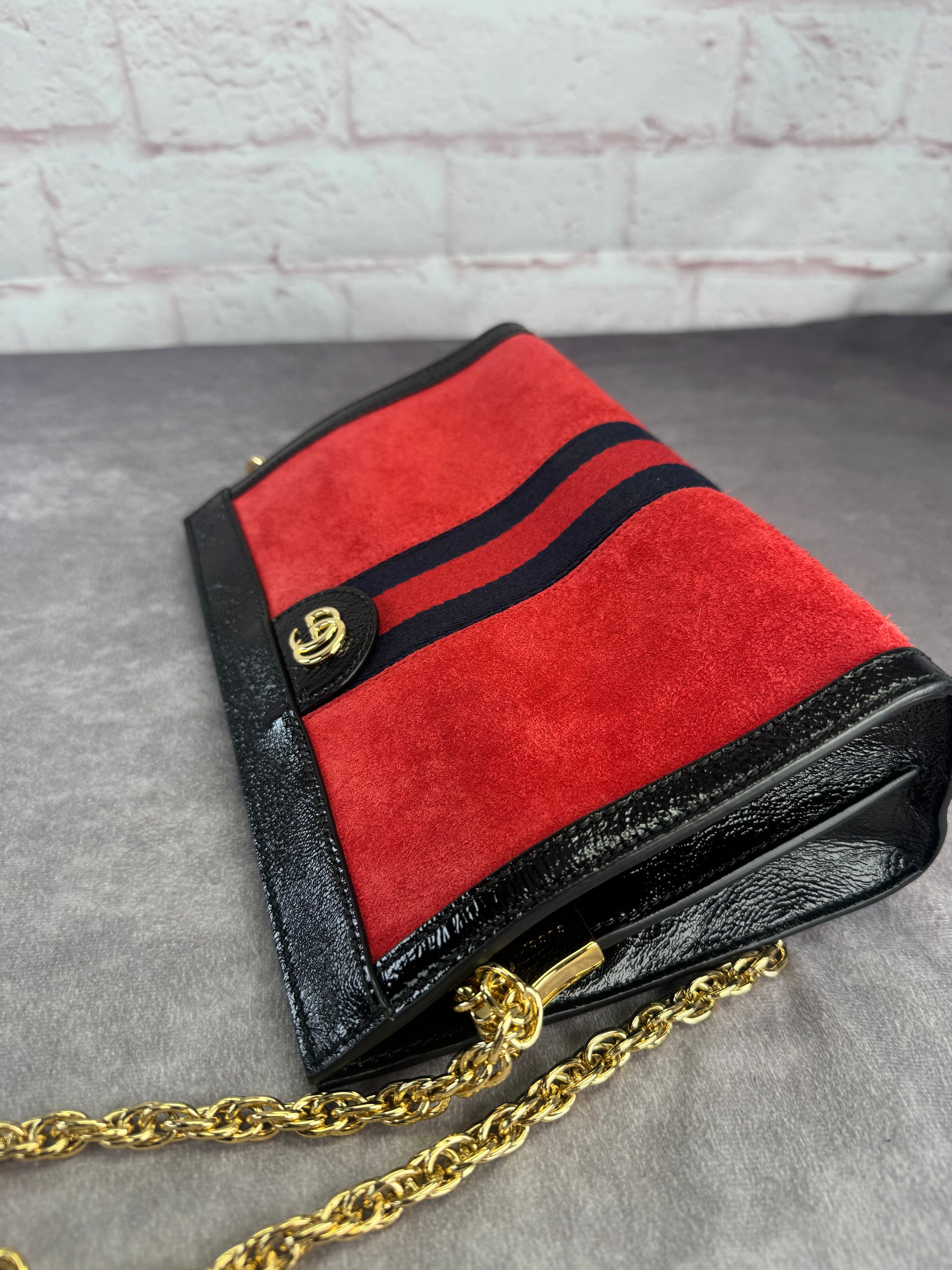 Gucci Suede Web Small Ophidia Chain Bag