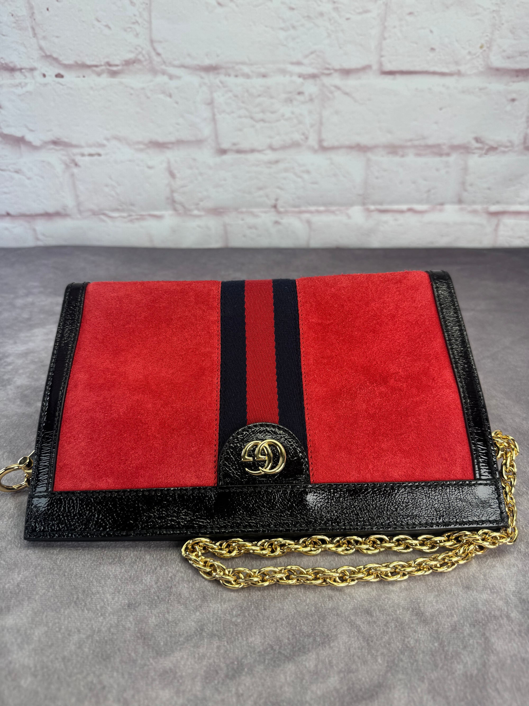 Gucci Suede Web Small Ophidia Chain Bag
