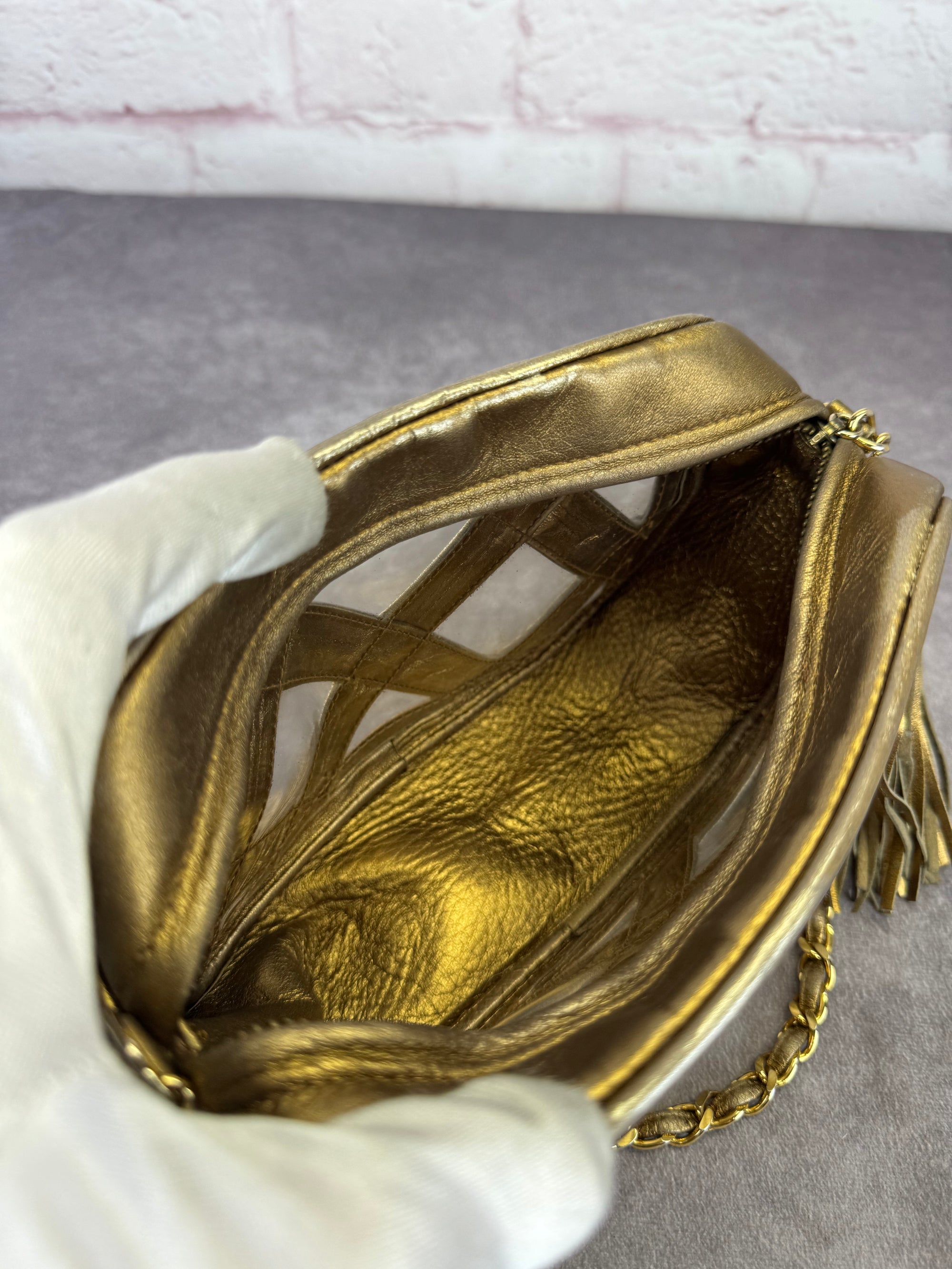 Chanel Metallic Lambskin PVC Tassel Camera Case