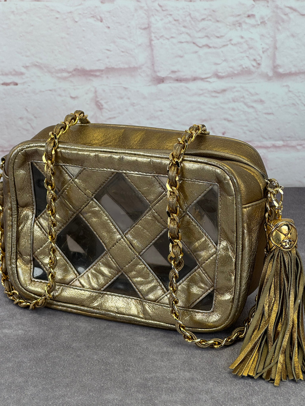 Chanel Metallic Lambskin PVC Tassel Camera Case