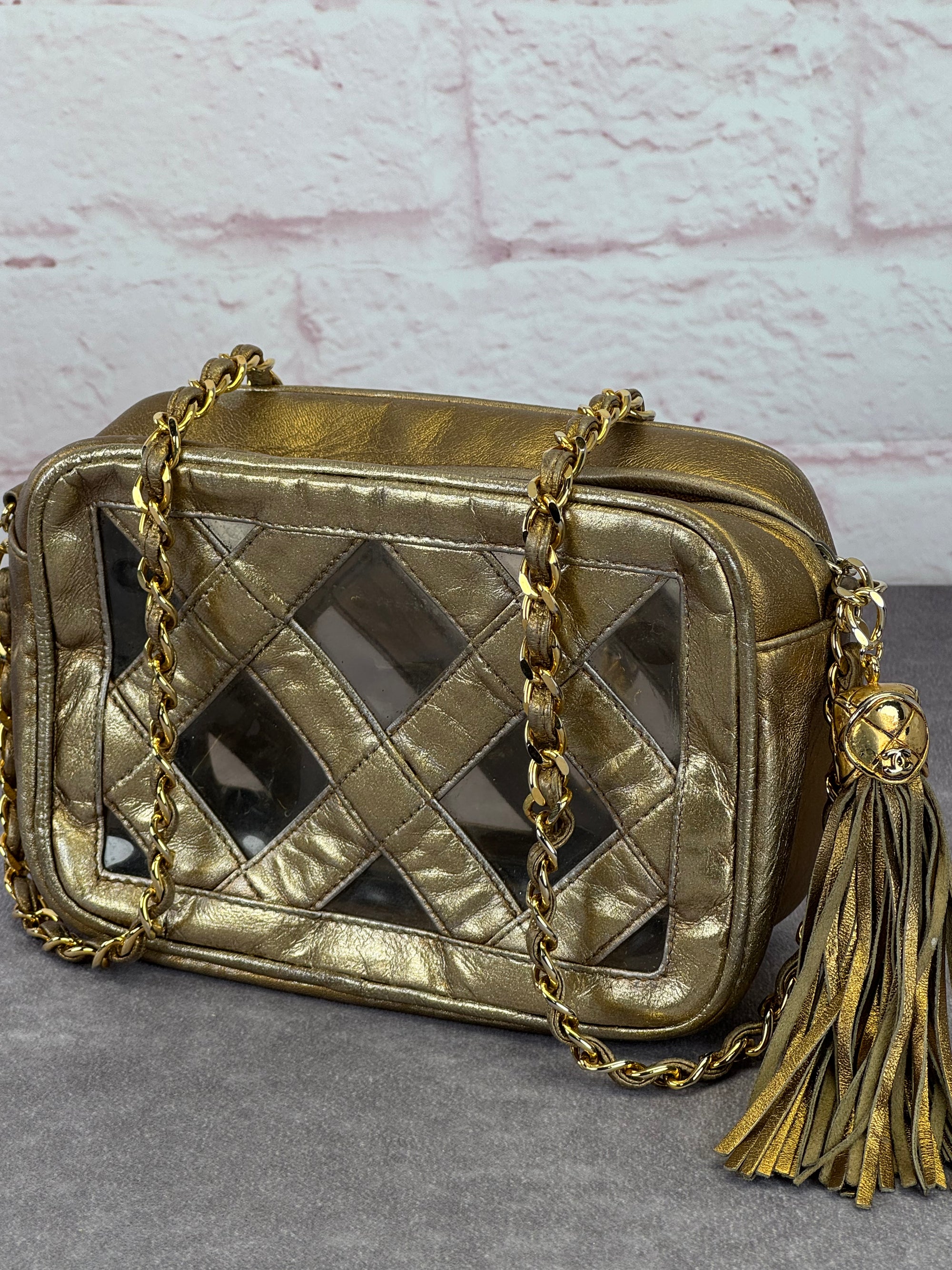 Chanel Metallic Lambskin PVC Tassel Camera Case