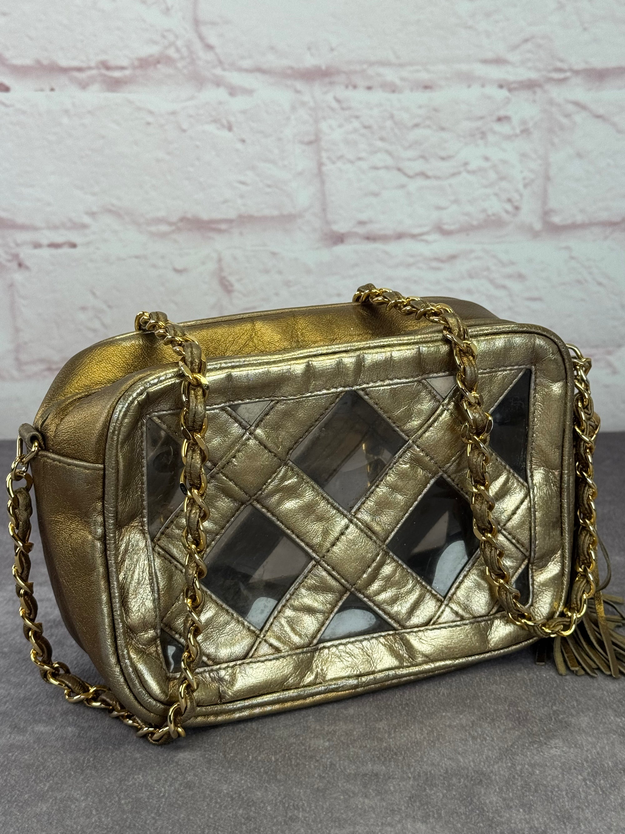 Chanel Metallic Lambskin PVC Tassel Camera Case