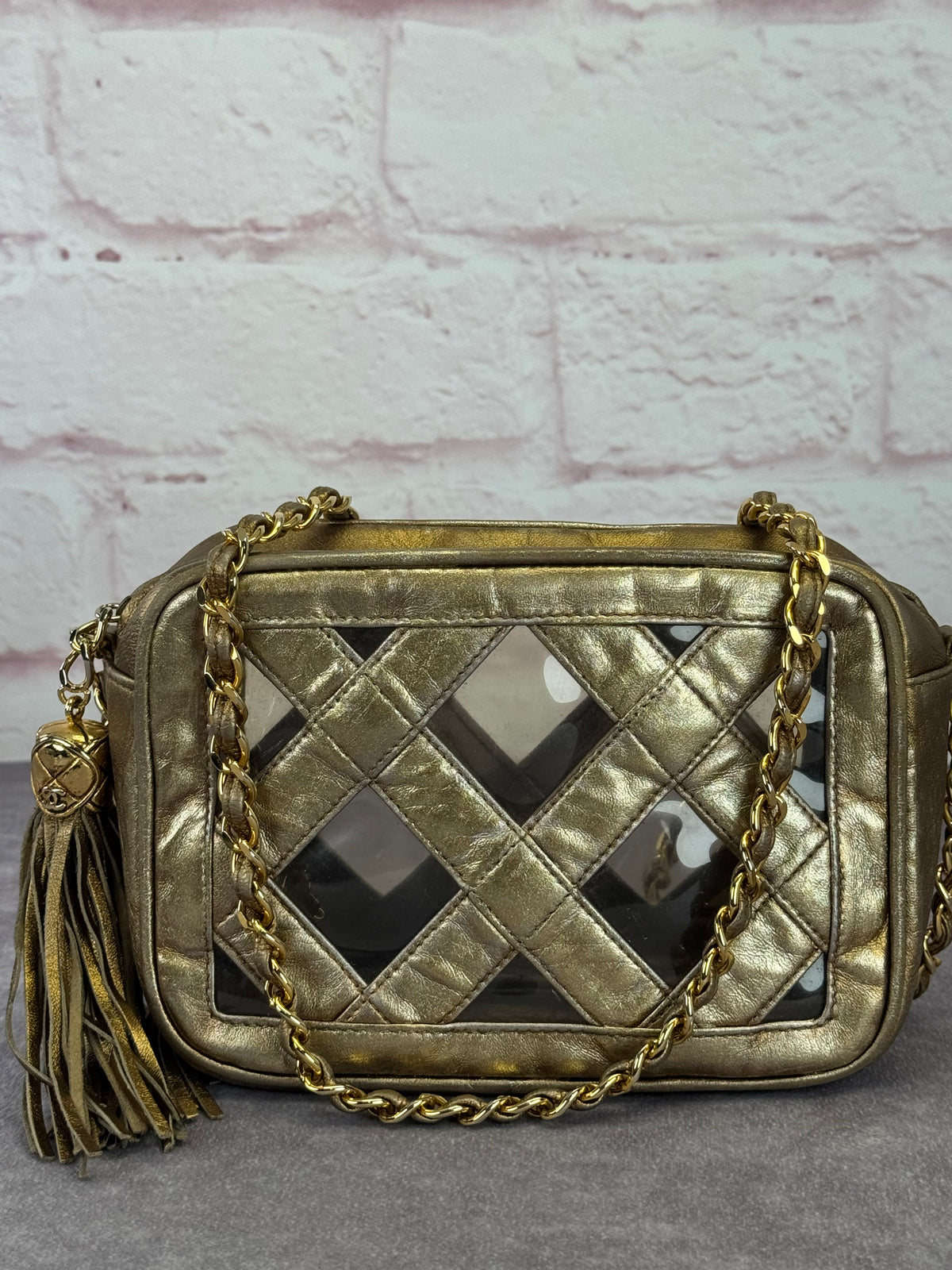 Chanel Metallic Lambskin PVC Tassel Camera Case