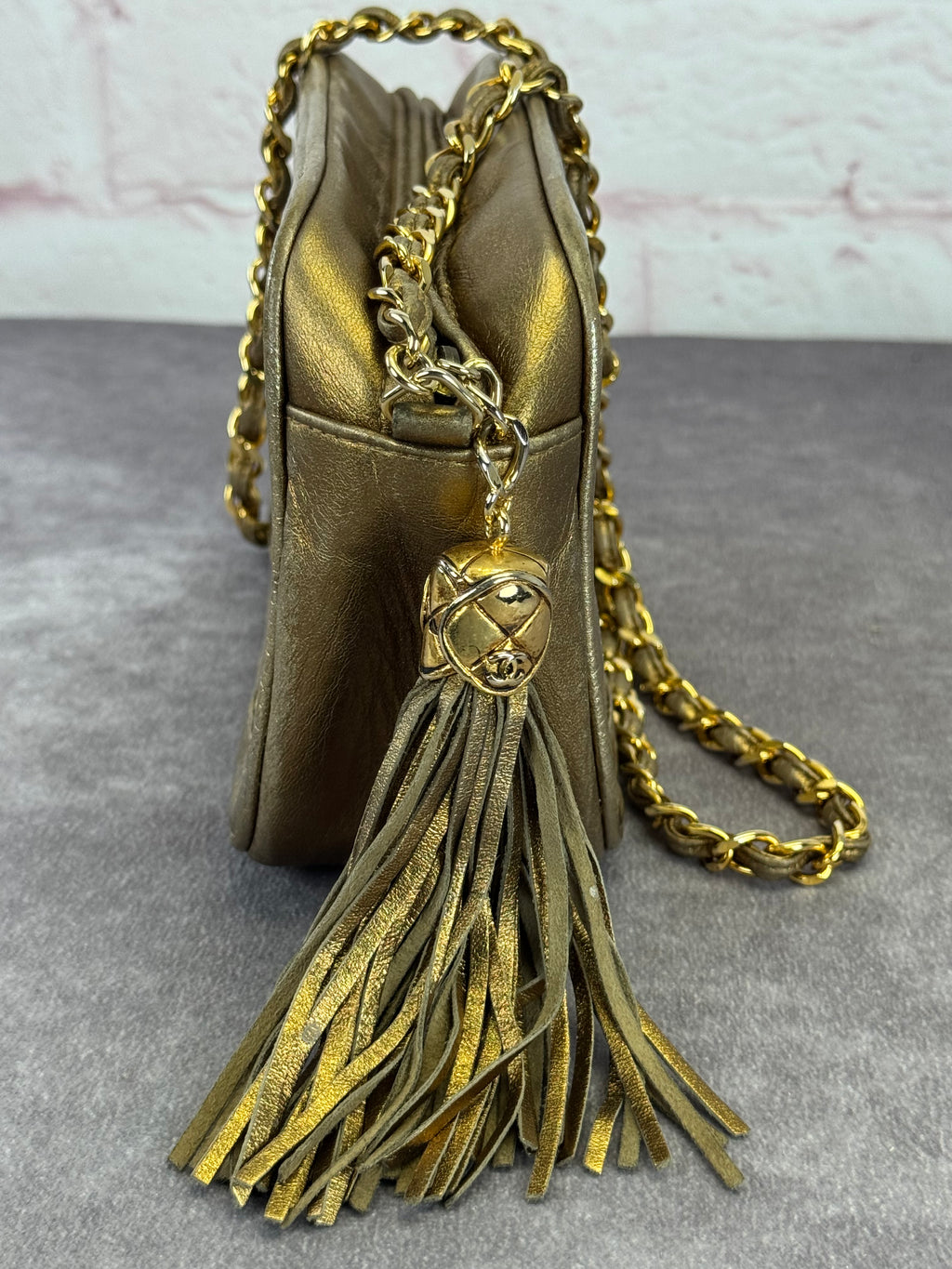 Chanel Metallic Lambskin PVC Tassel Camera Case