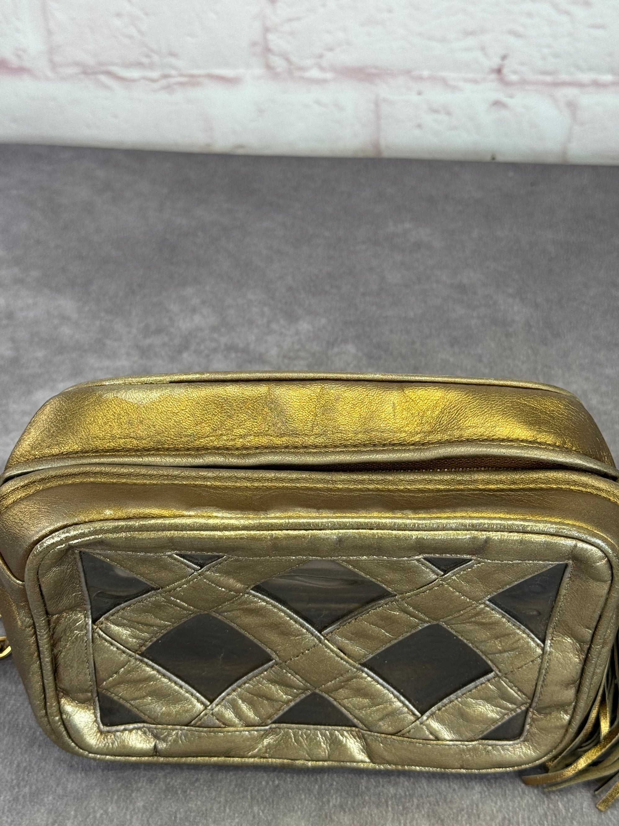 Chanel Metallic Lambskin PVC Tassel Camera Case