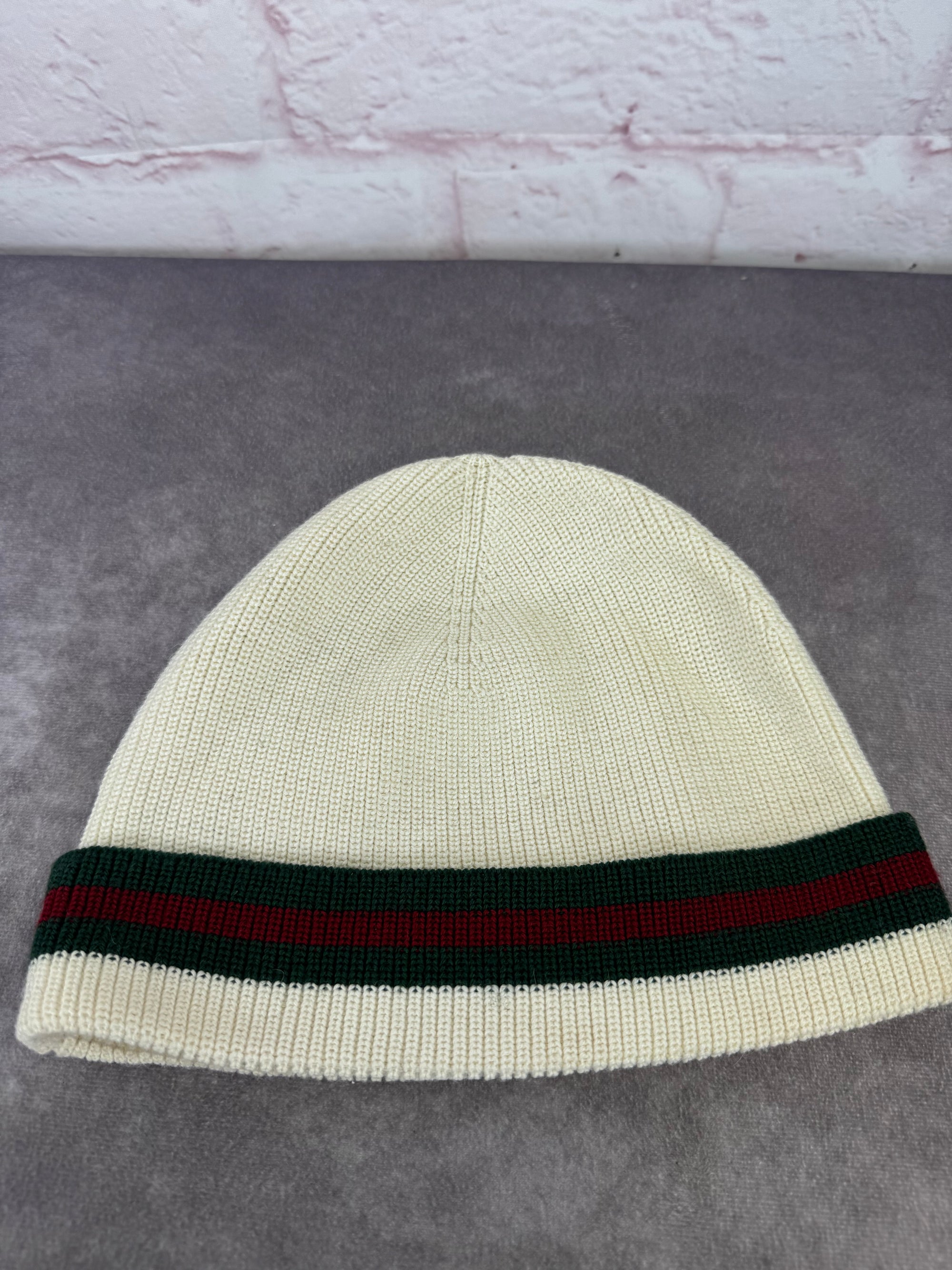 Gucci Knit Wool Silk Web Beanie