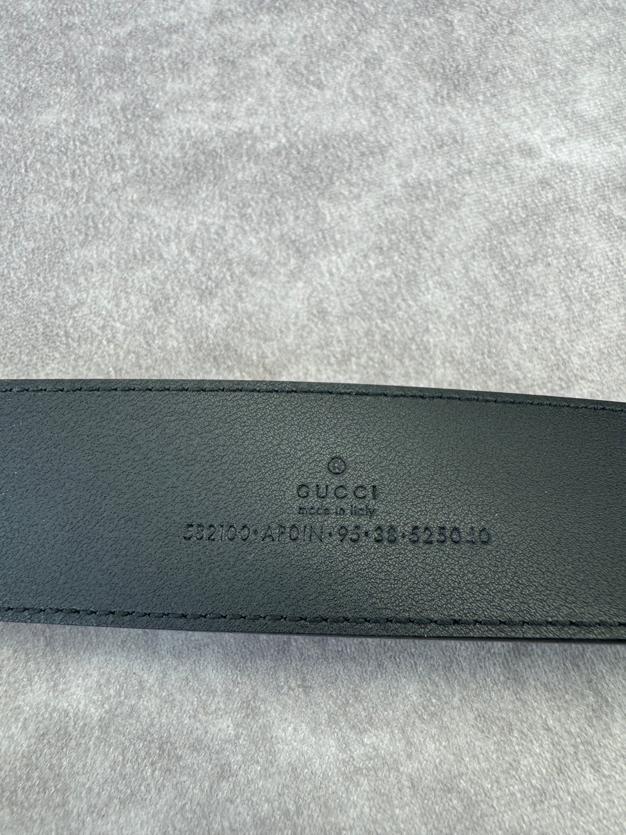 Gucci GG Marmont Crystal Wide Black Leather Belt