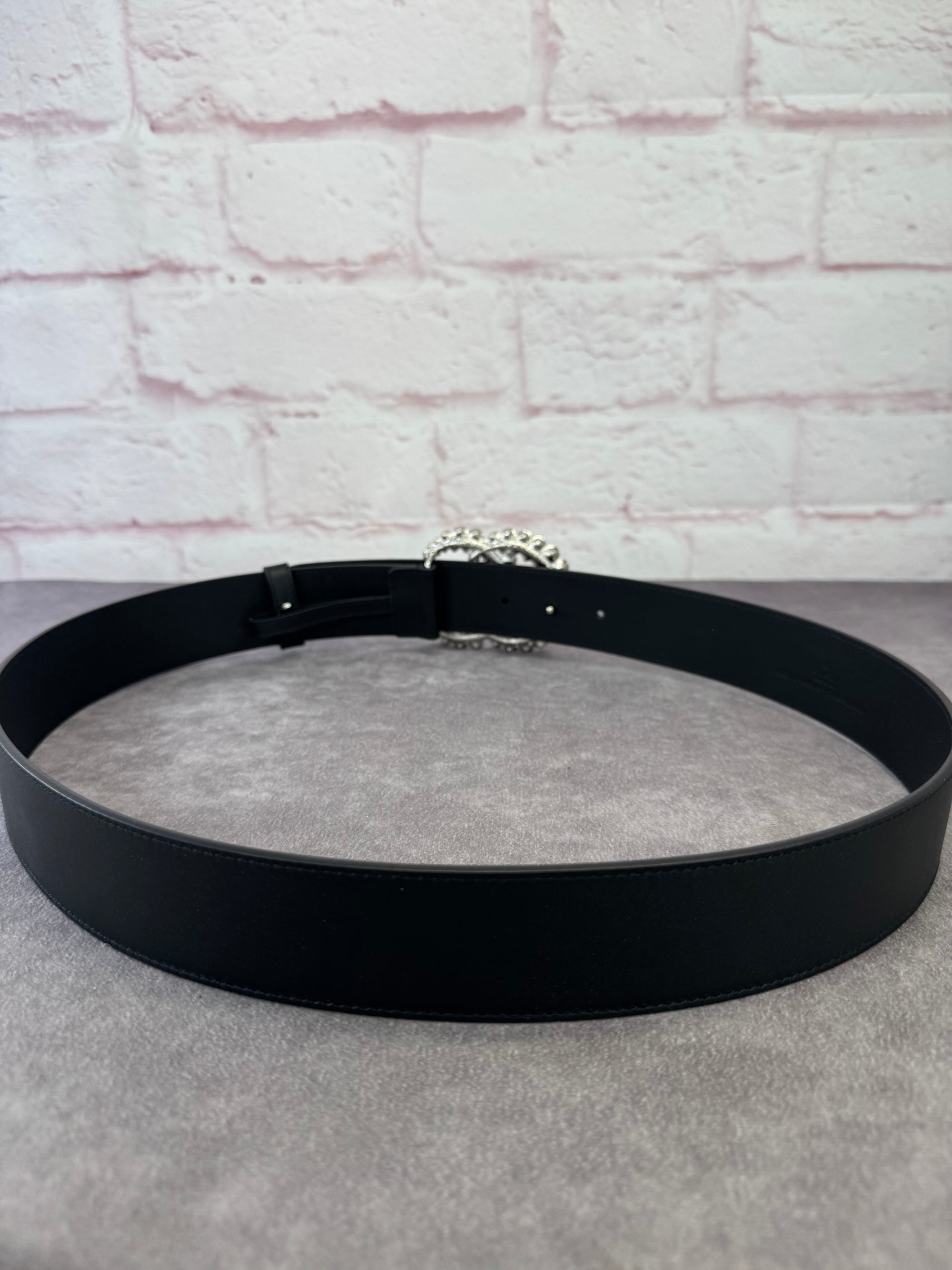 Gucci GG Marmont Crystal Wide Black Leather Belt