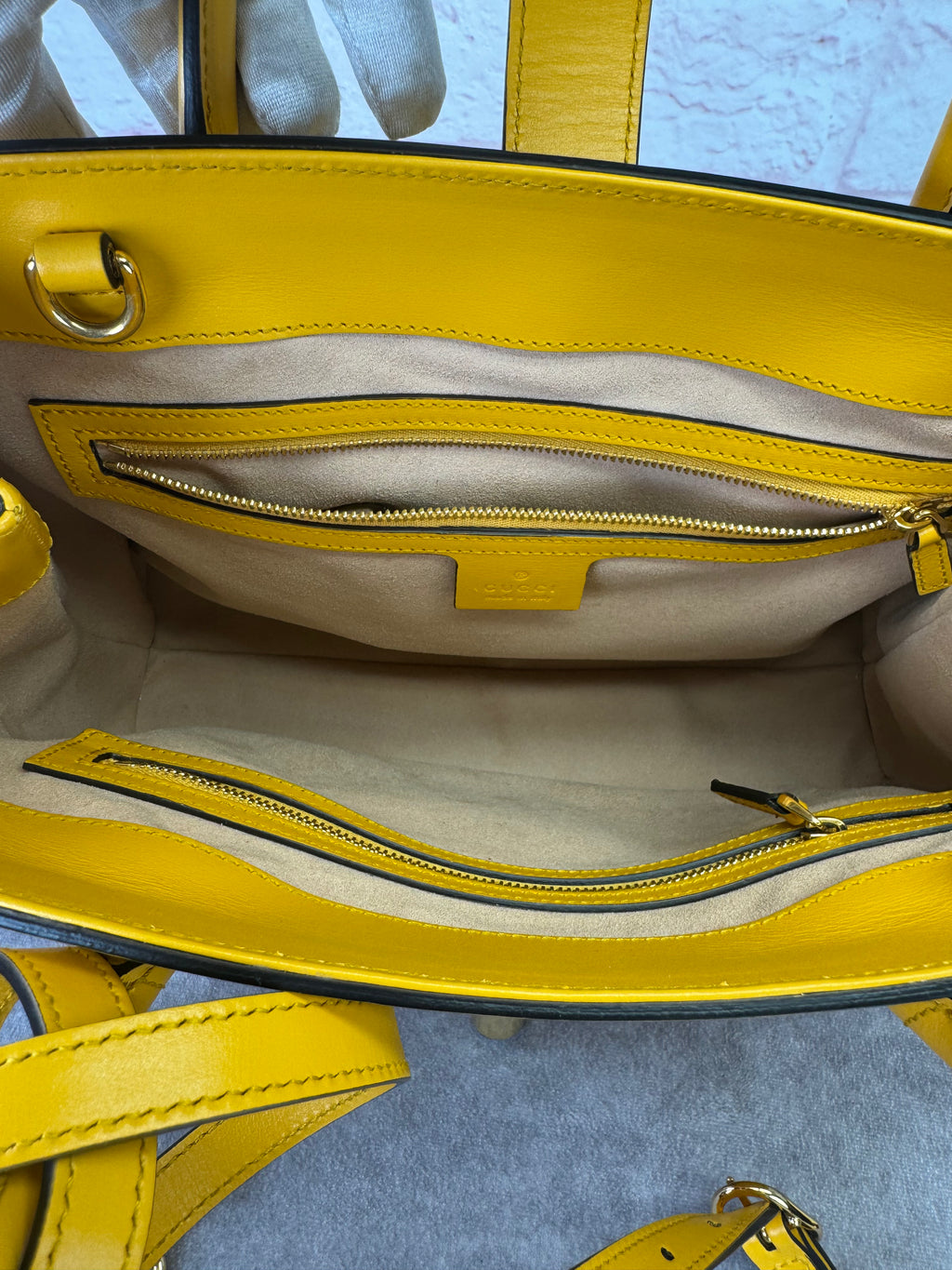 Gucci Medium Jackie 1961 Yellow Piston Lock Tote Bag