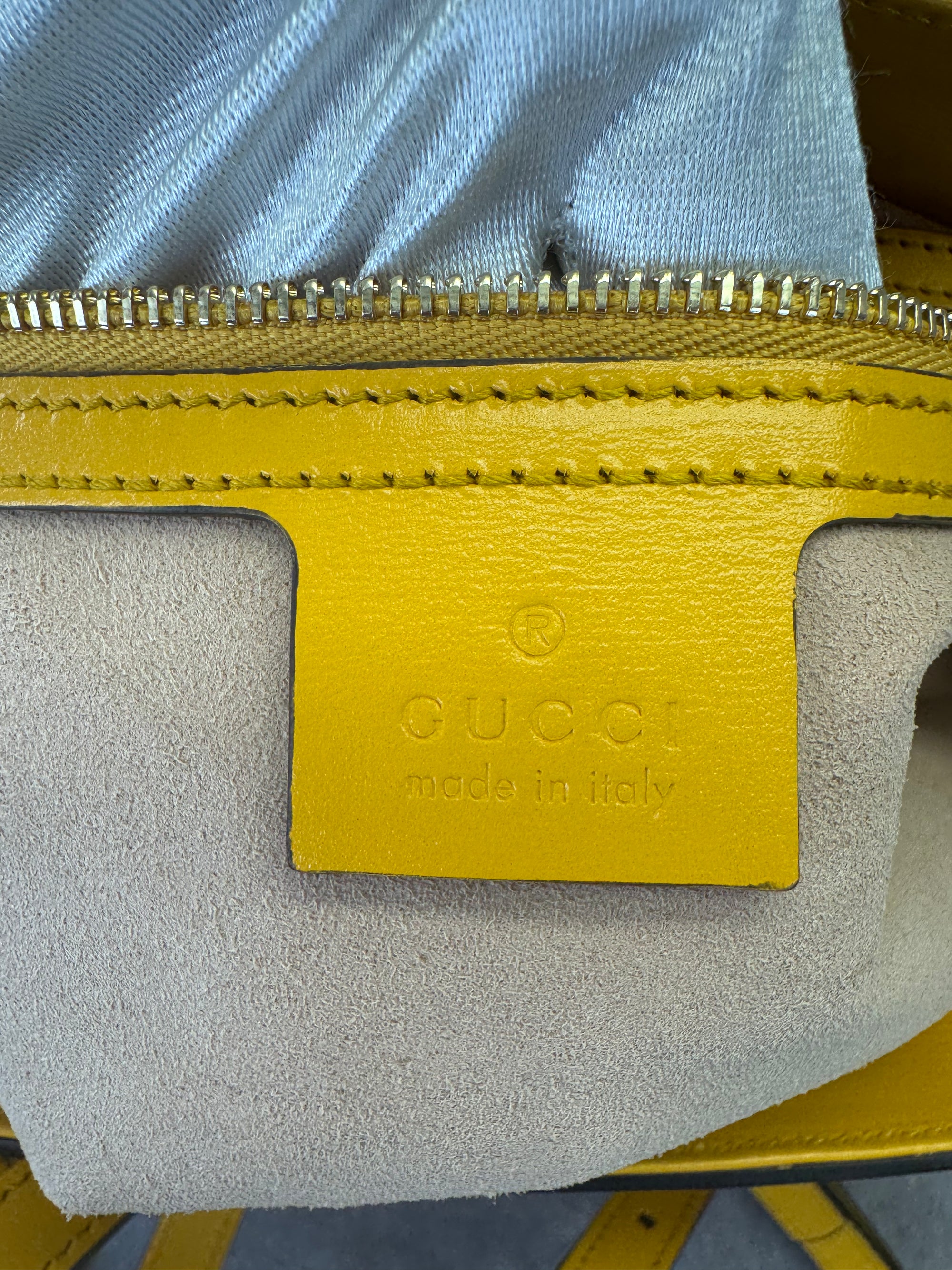 Gucci Medium Jackie 1961 Yellow Piston Lock Tote Bag