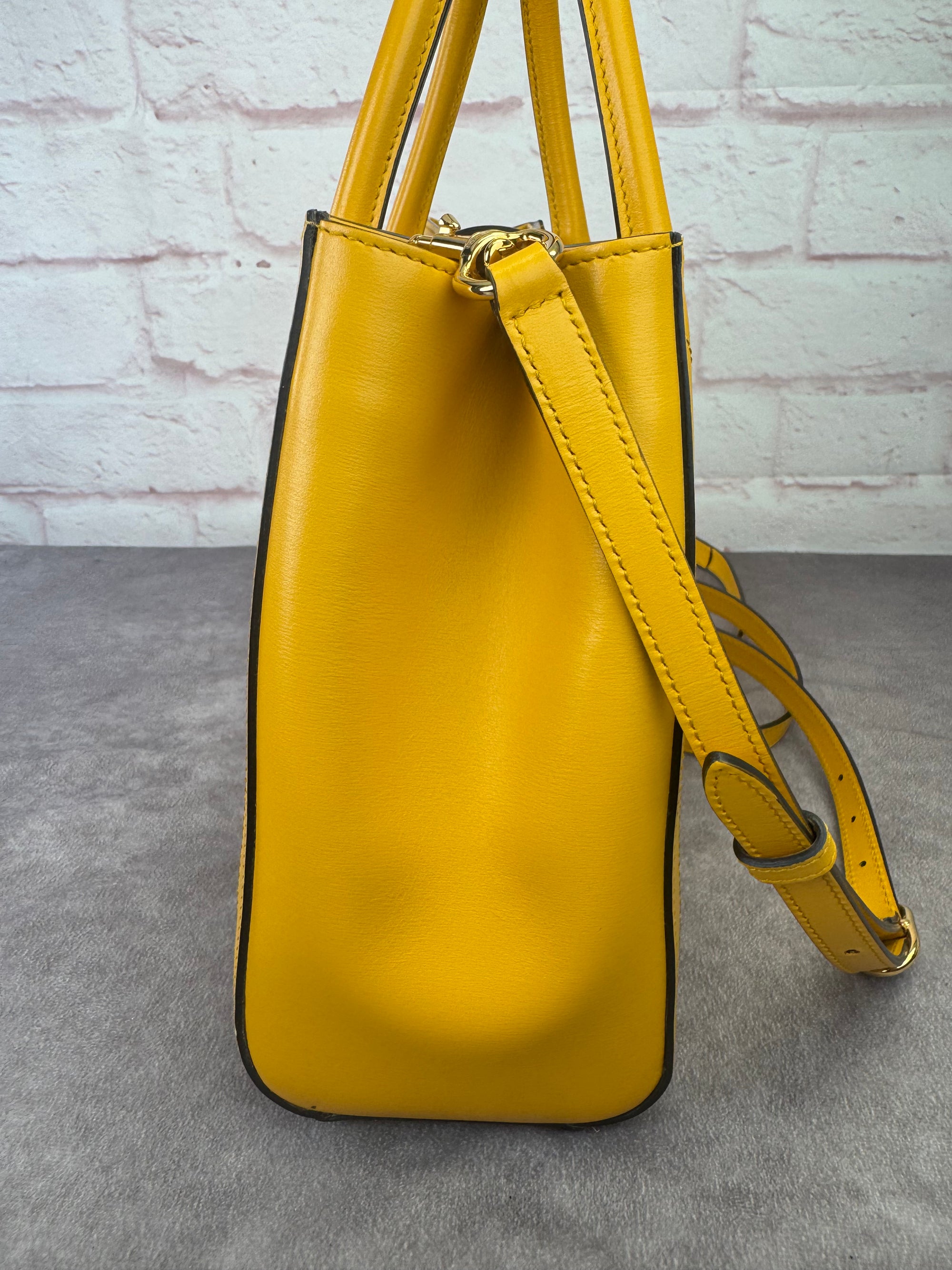 Gucci Medium Jackie 1961 Yellow Piston Lock Tote Bag