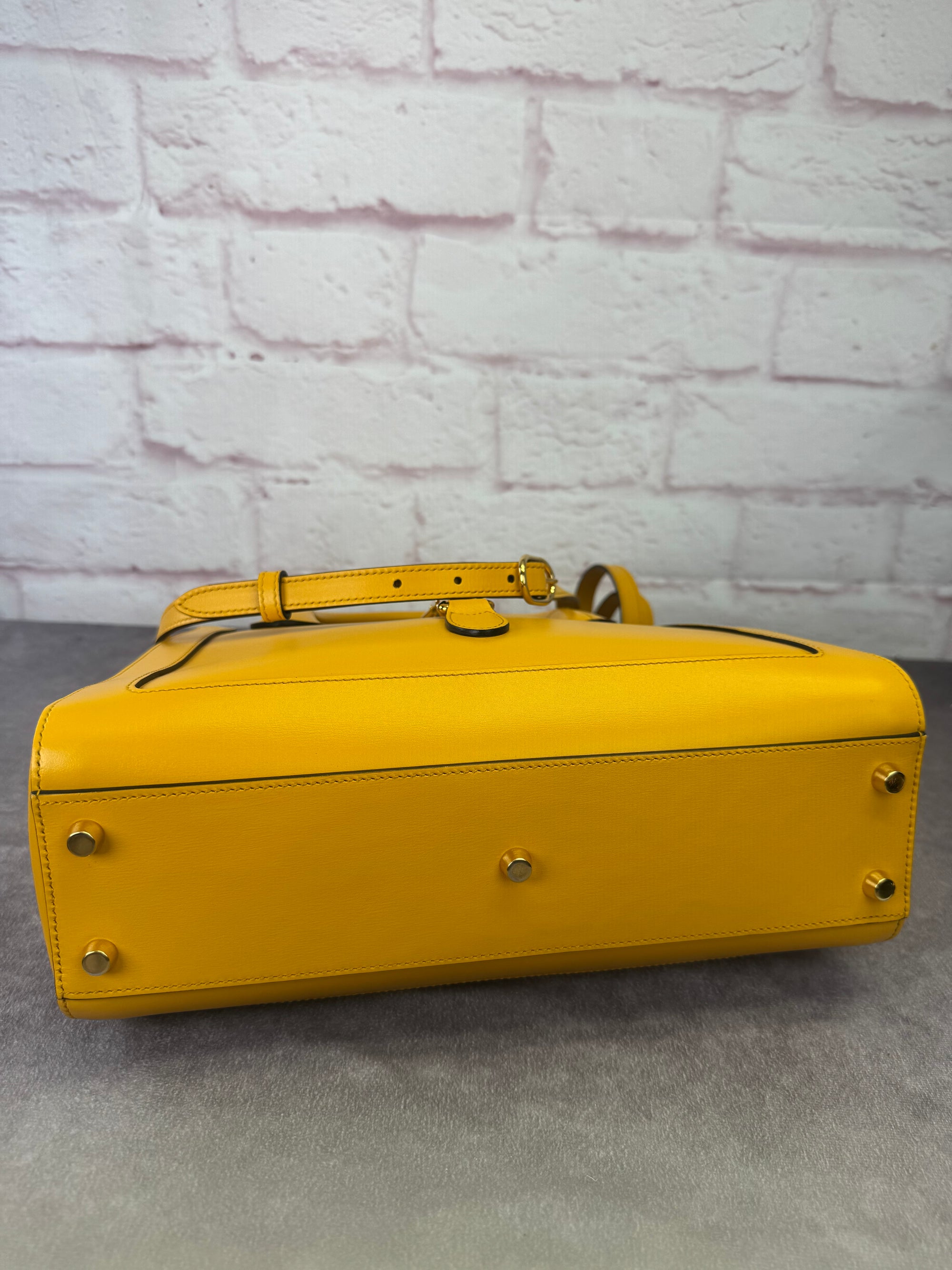 Gucci Medium Jackie 1961 Yellow Piston Lock Tote Bag