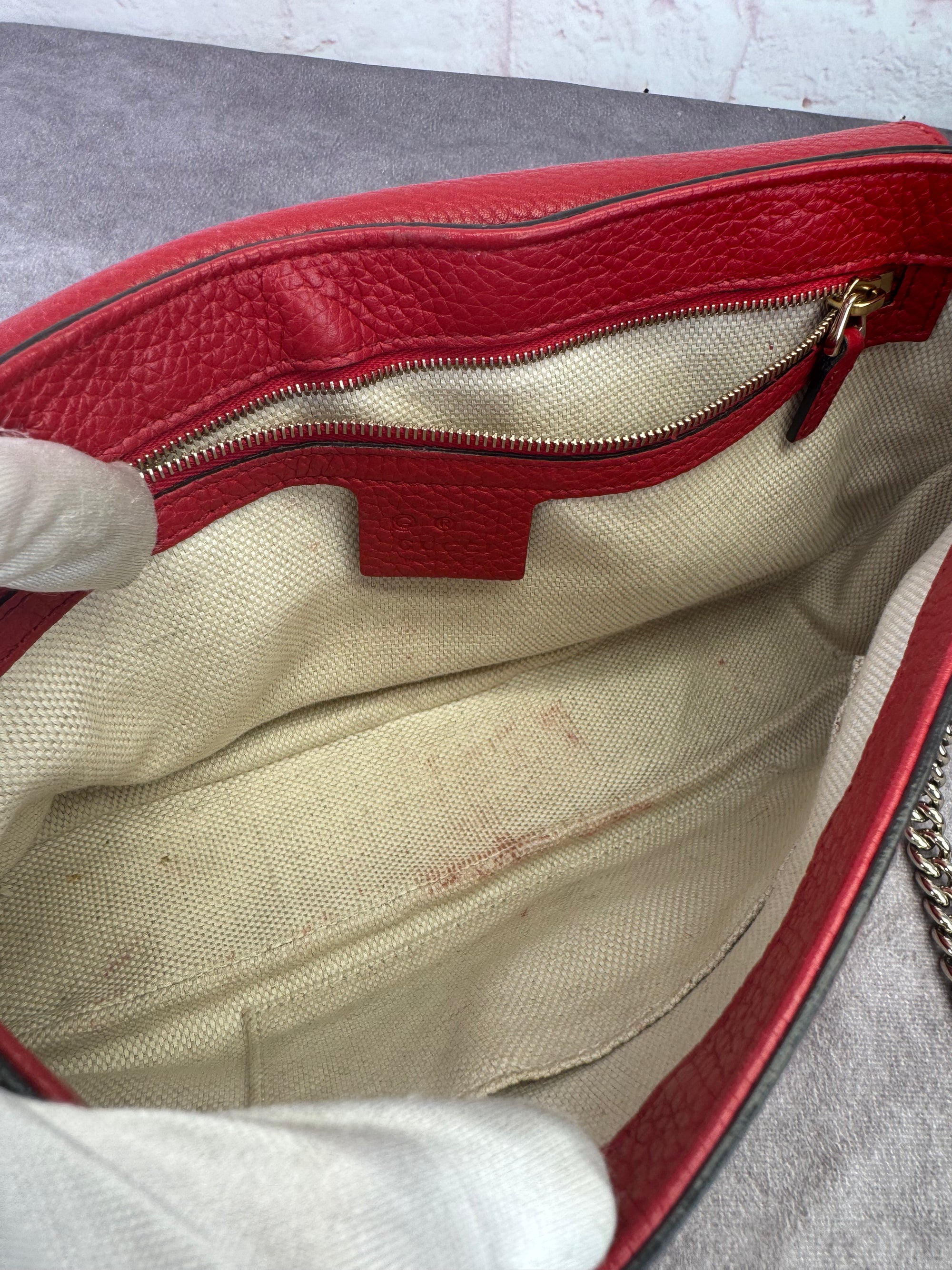 Gucci Pebbled Leather Medium Soho Flap Crossbody