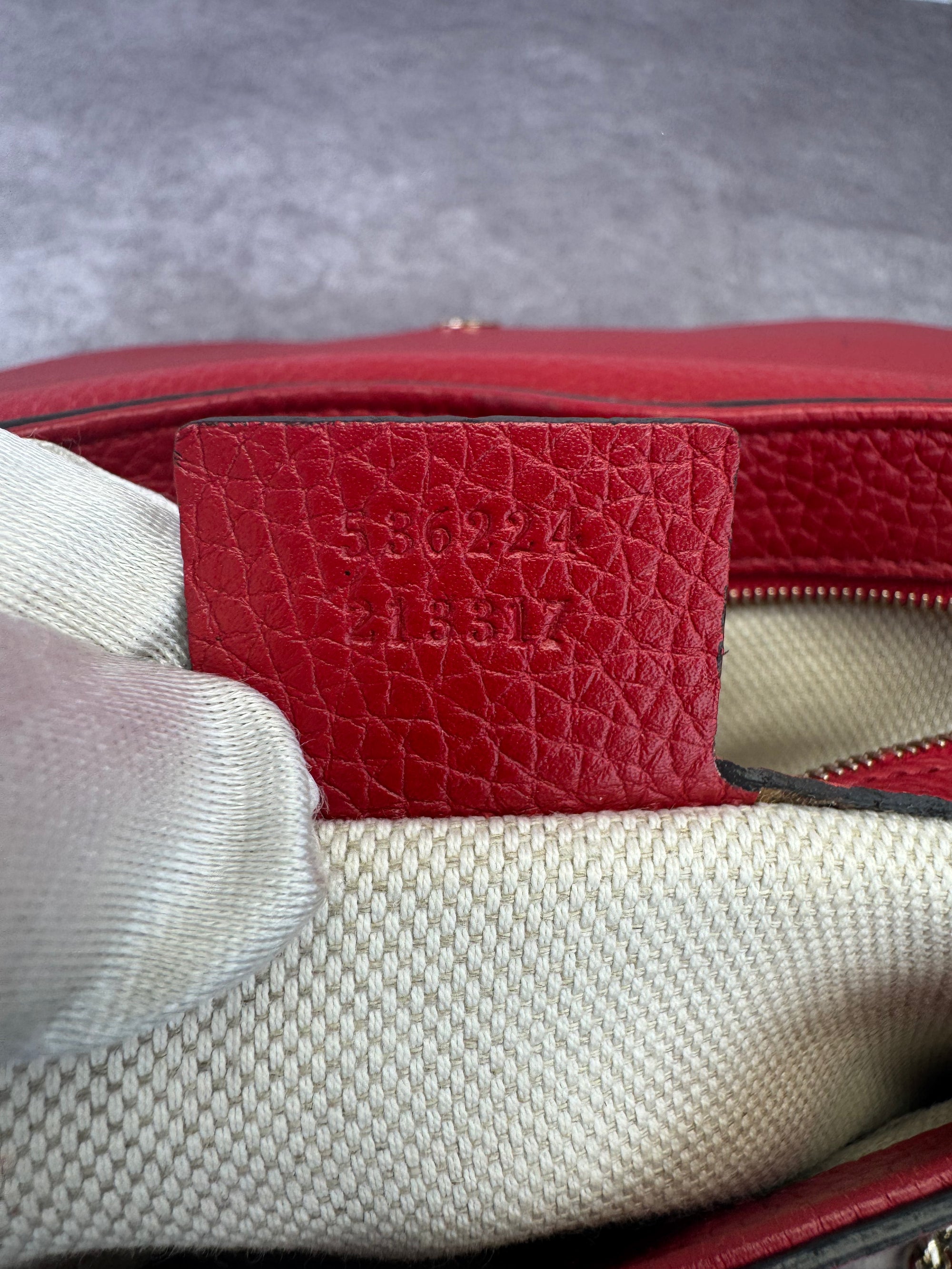 Gucci Pebbled Leather Medium Soho Flap Crossbody