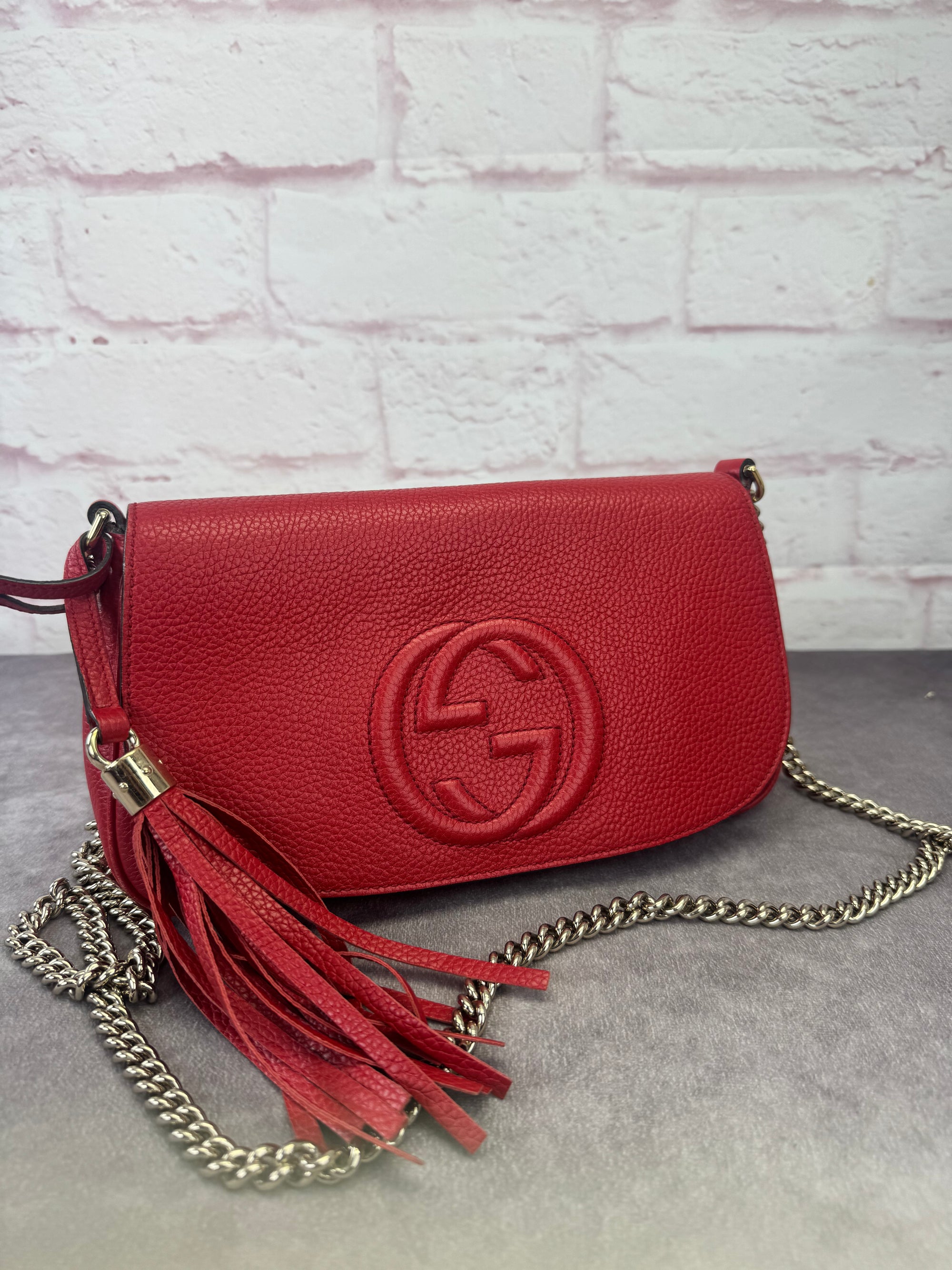 Gucci Pebbled Leather Medium Soho Flap Crossbody