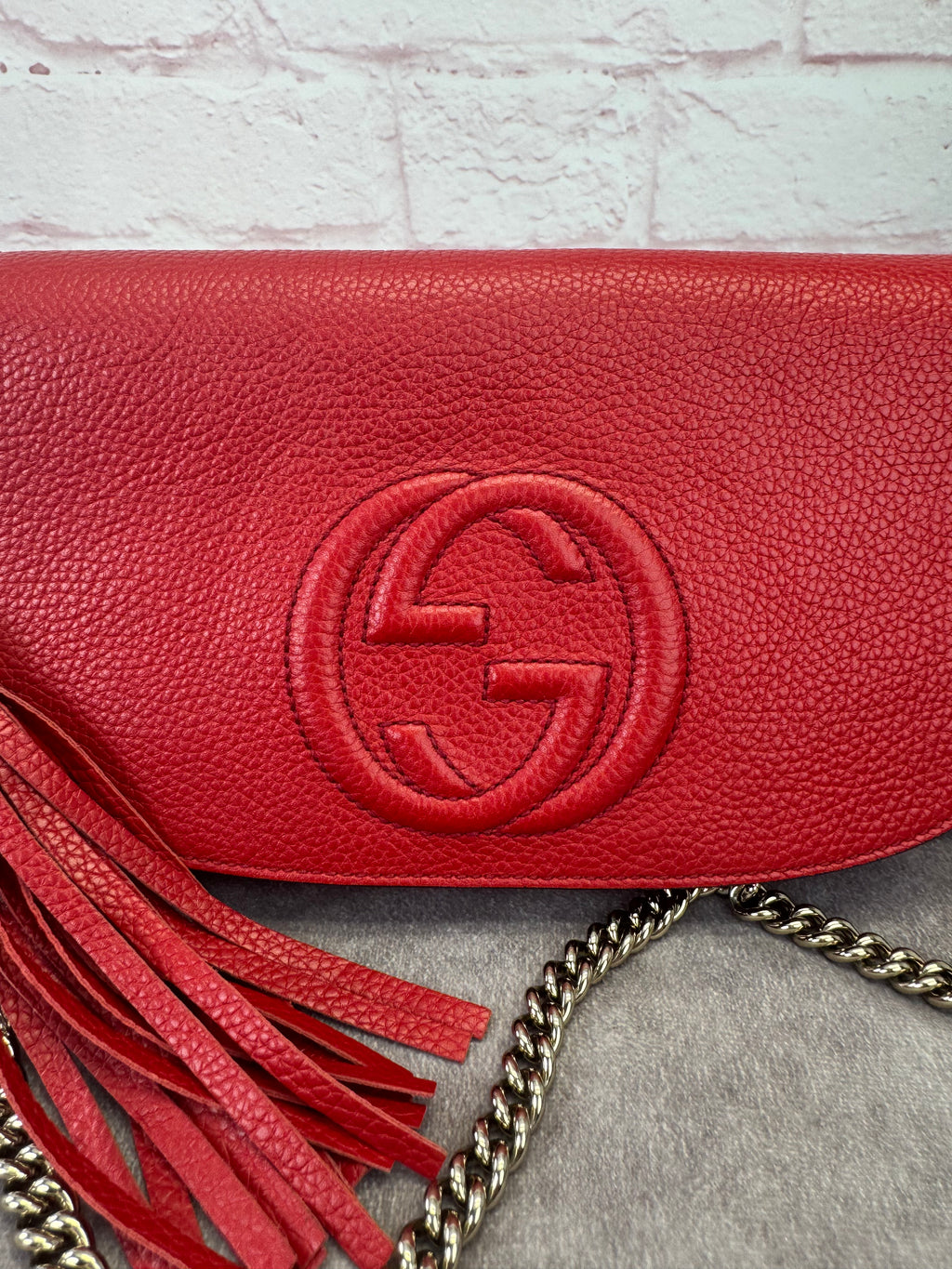 Gucci Pebbled Leather Medium Soho Flap Crossbody