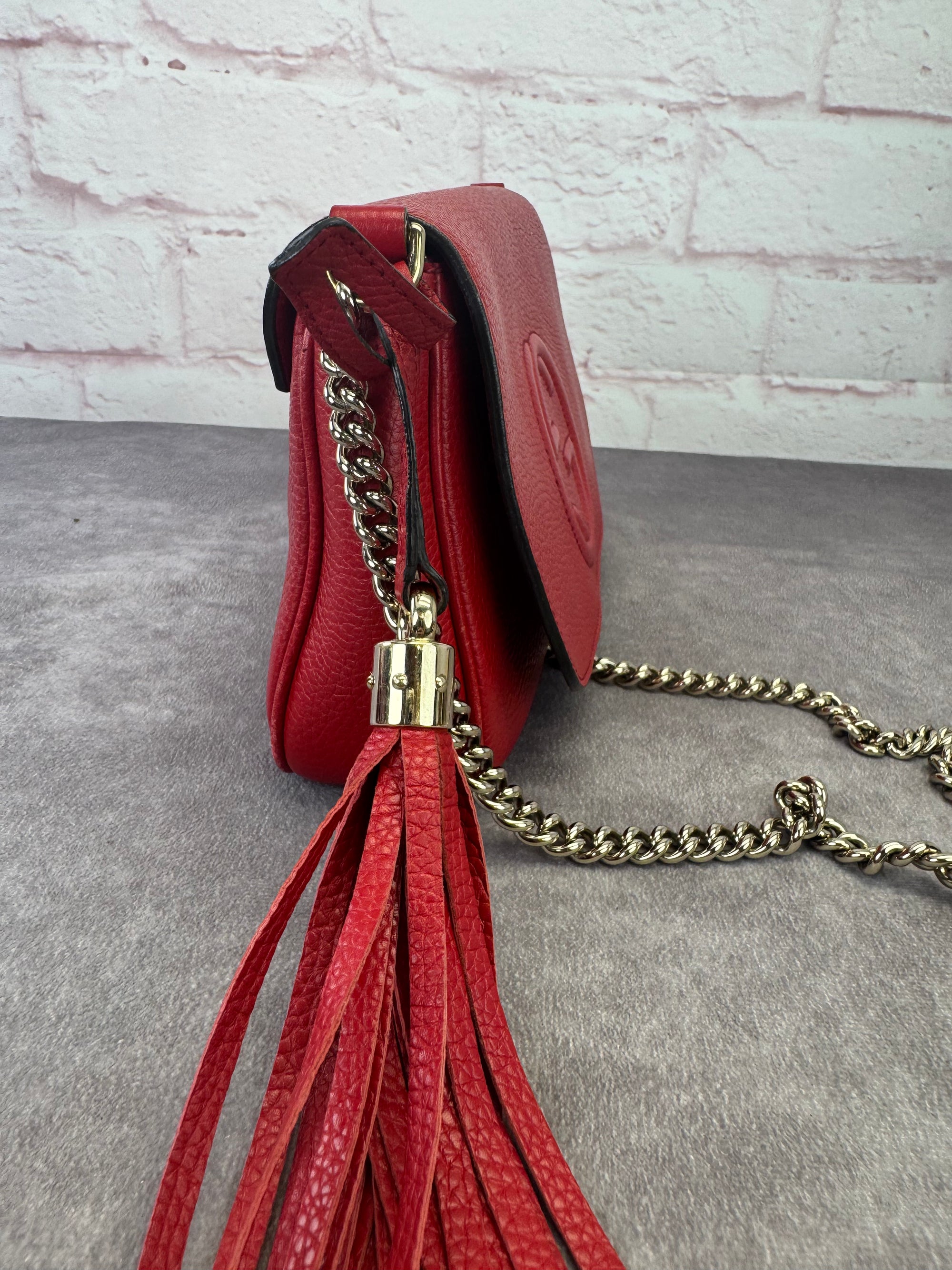 Gucci Pebbled Leather Medium Soho Flap Crossbody