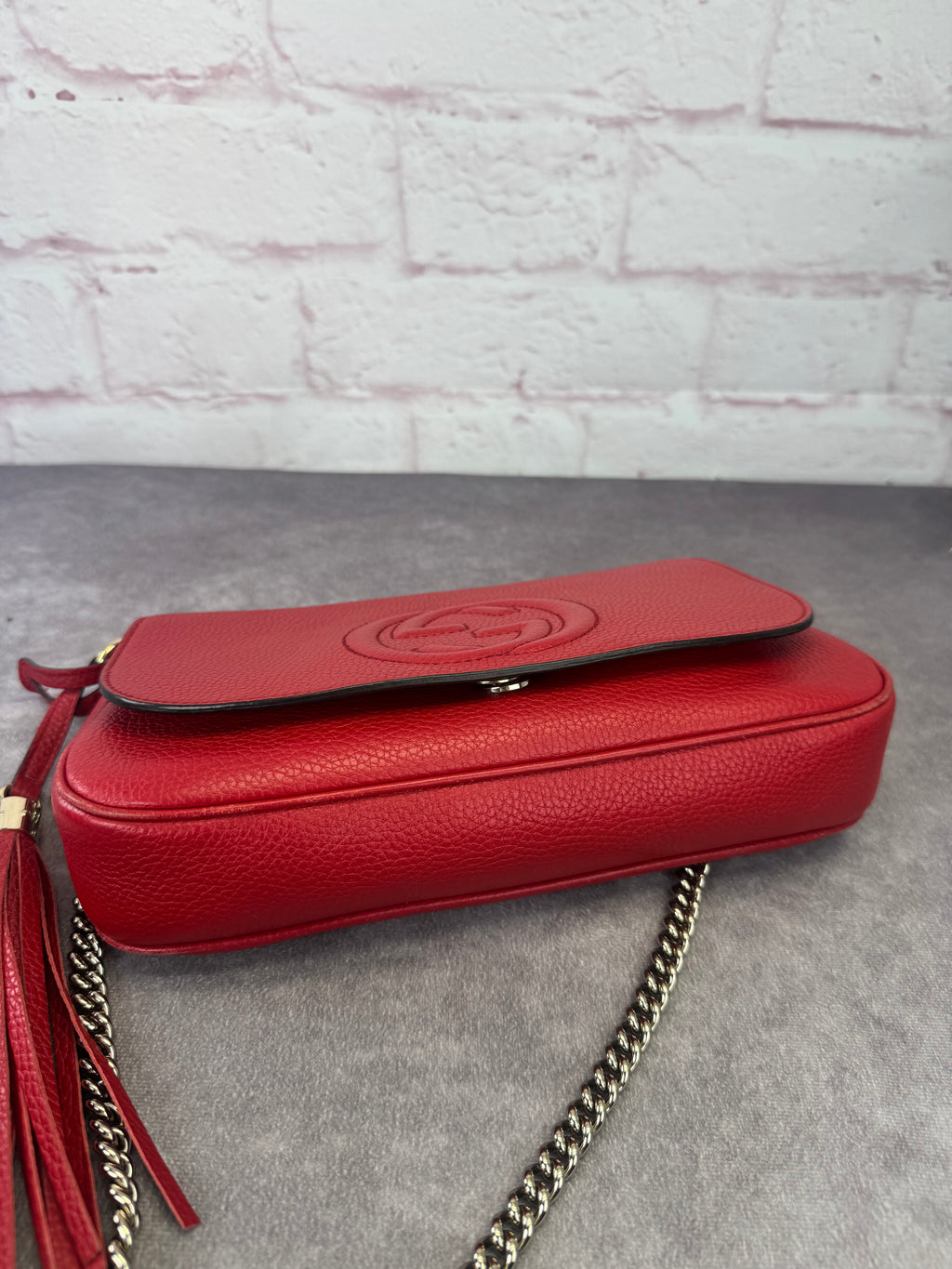 Gucci Pebbled Leather Medium Soho Flap Crossbody