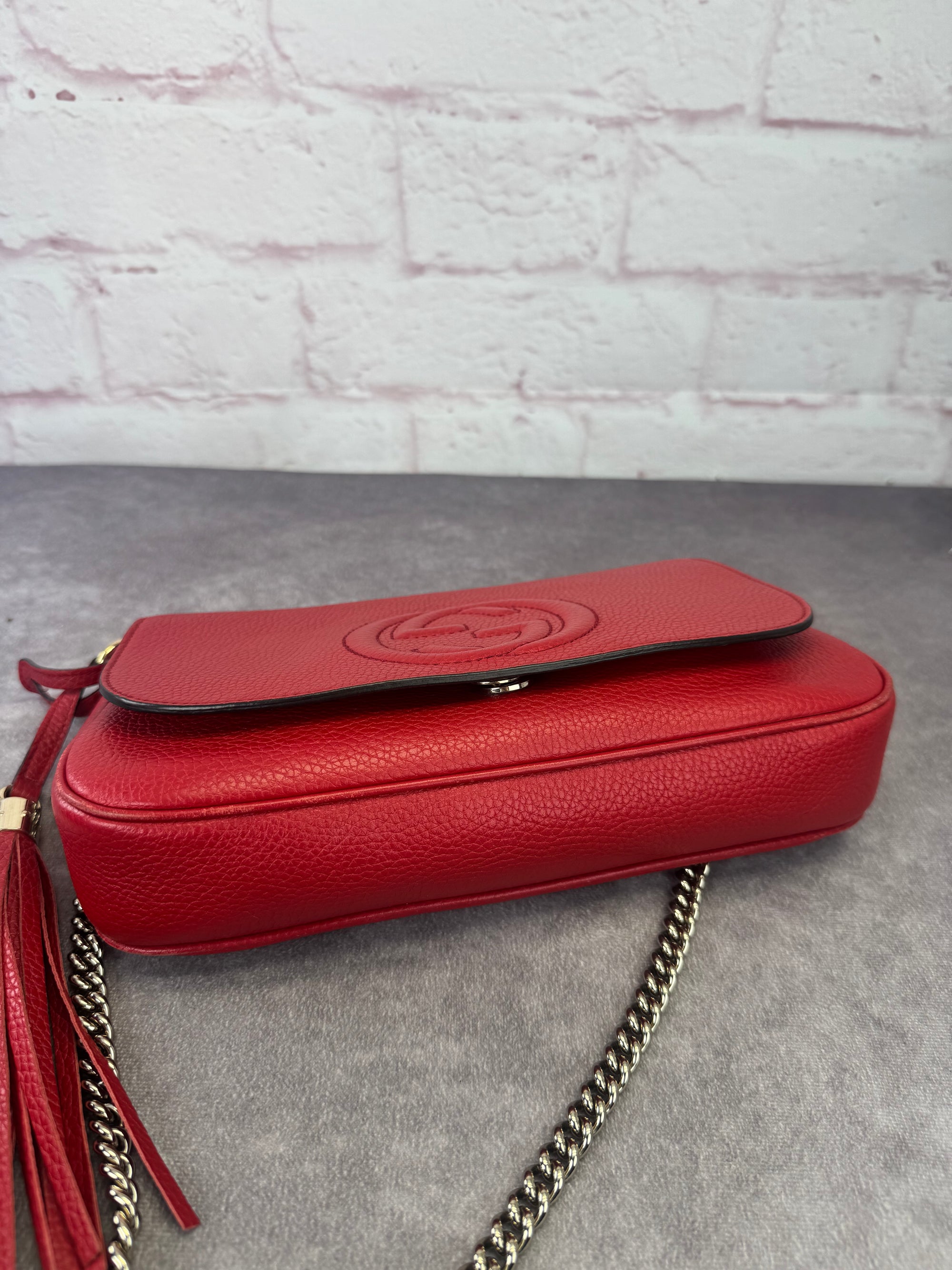 Gucci Pebbled Leather Medium Soho Flap Crossbody