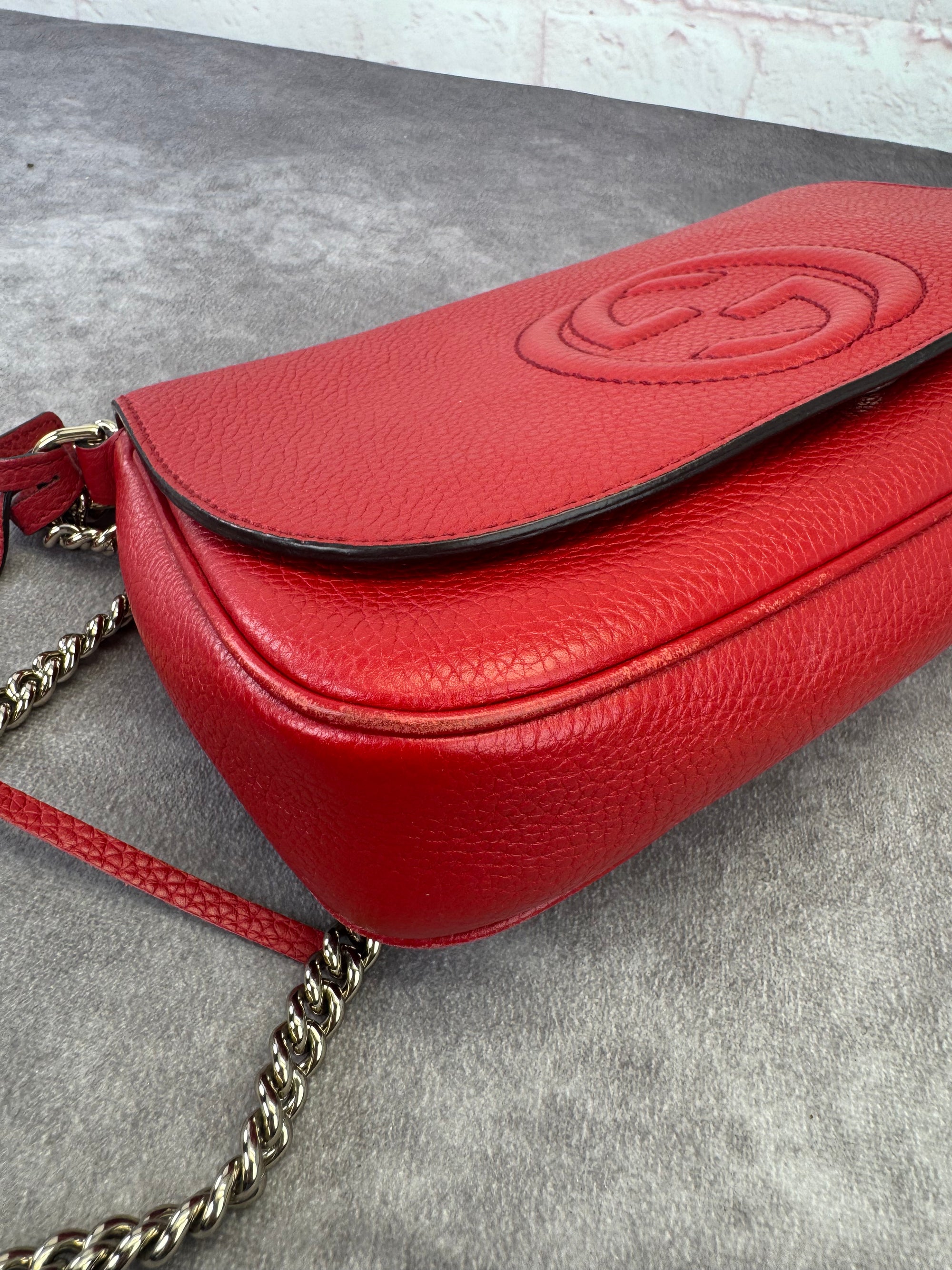 Gucci Pebbled Leather Medium Soho Flap Crossbody