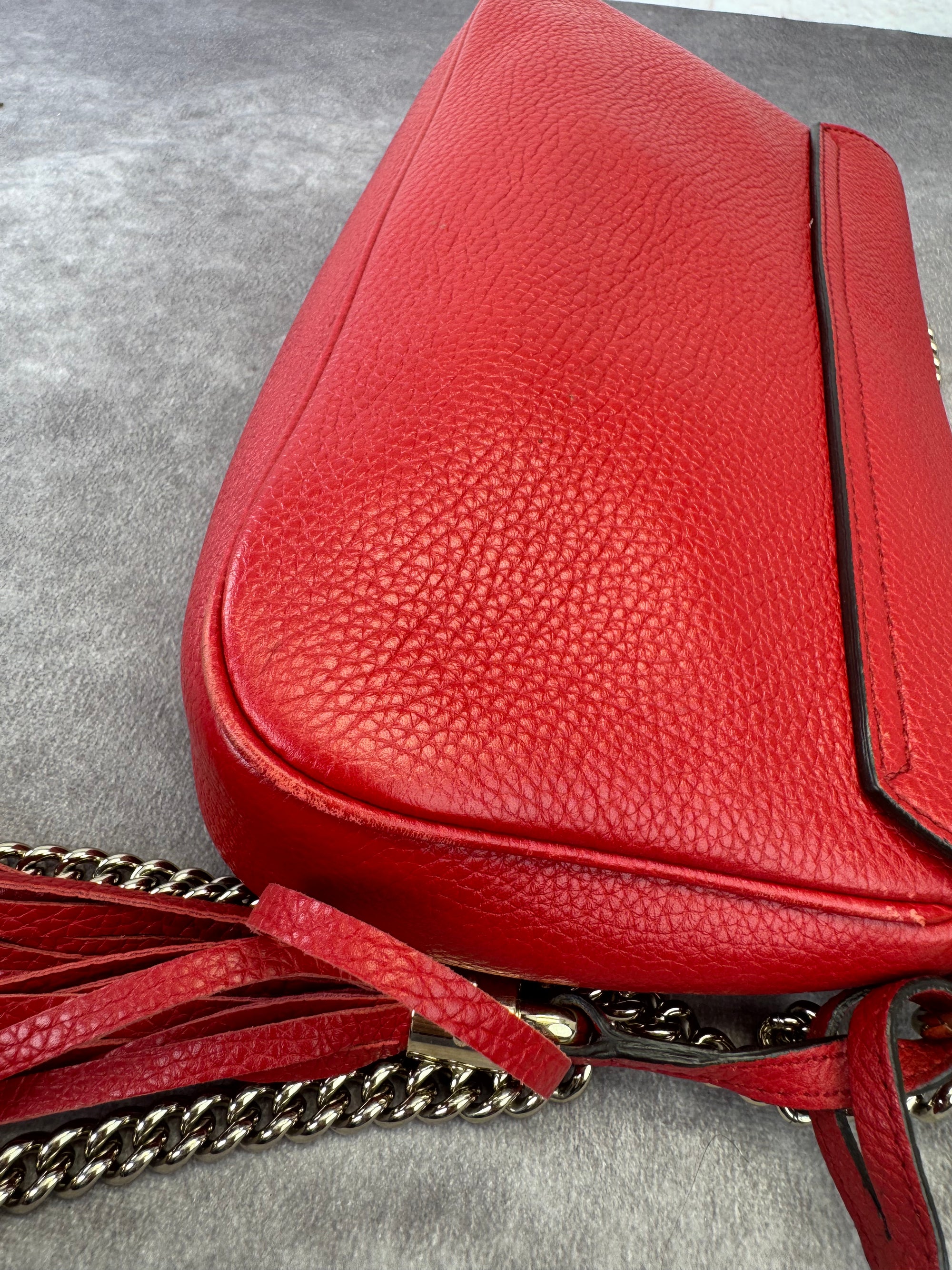 Gucci Pebbled Leather Medium Soho Flap Crossbody