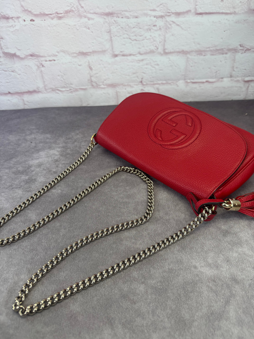 Gucci Pebbled Leather Medium Soho Flap Crossbody