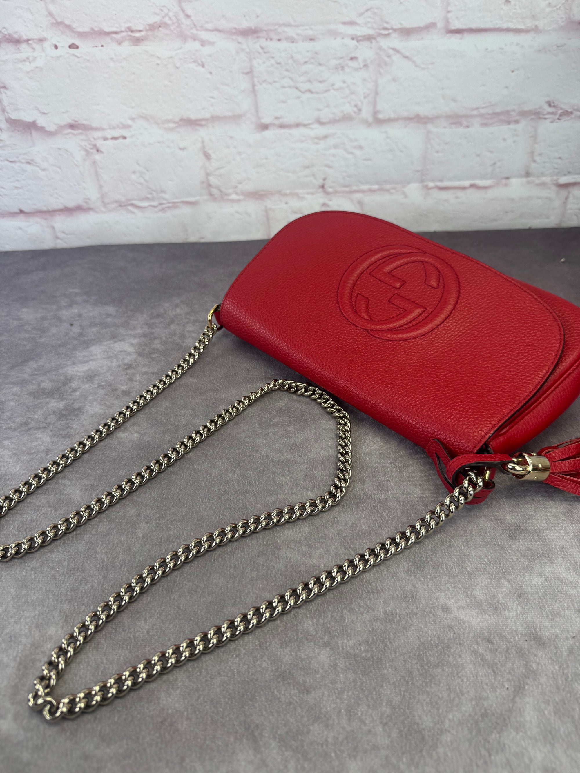 Gucci Pebbled Leather Medium Soho Flap Crossbody