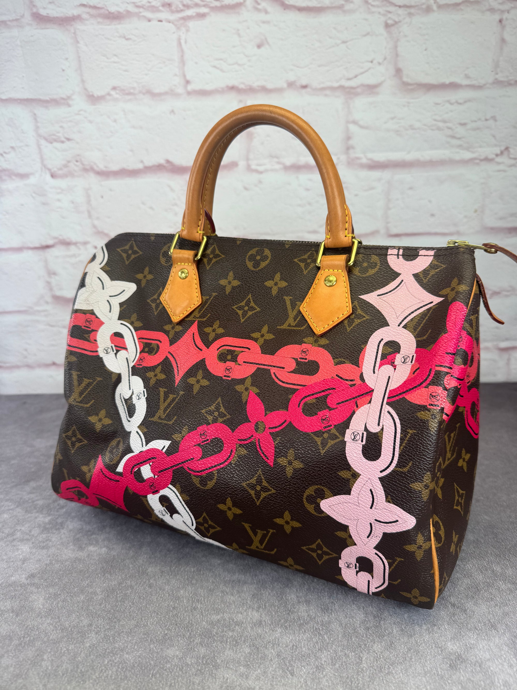 Louis Vuitton Limited Edition Bay Rose Chains Speedy 30 Handbag