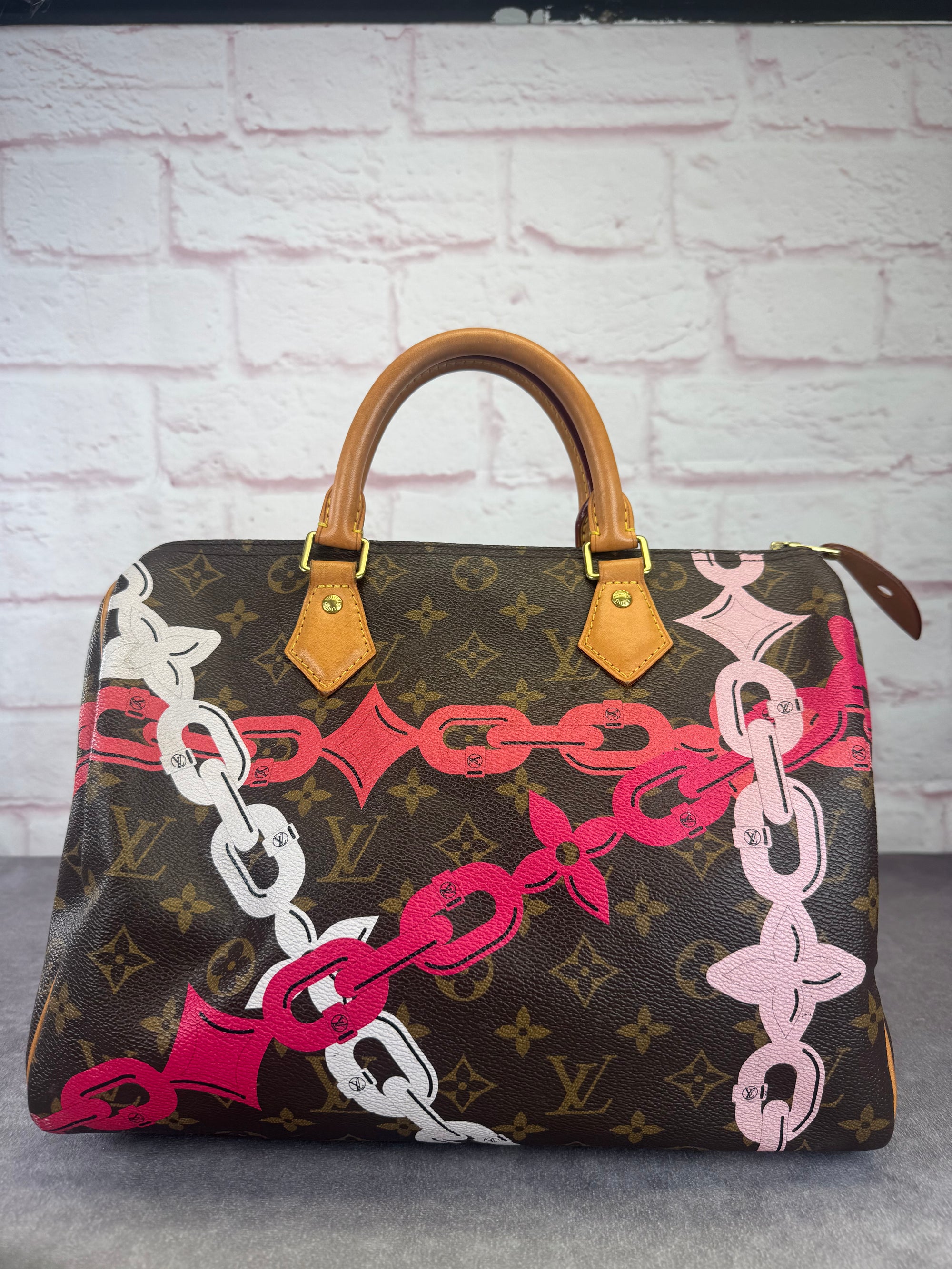 Louis Vuitton Limited Edition Bay Rose Chains Speedy 30 Handbag