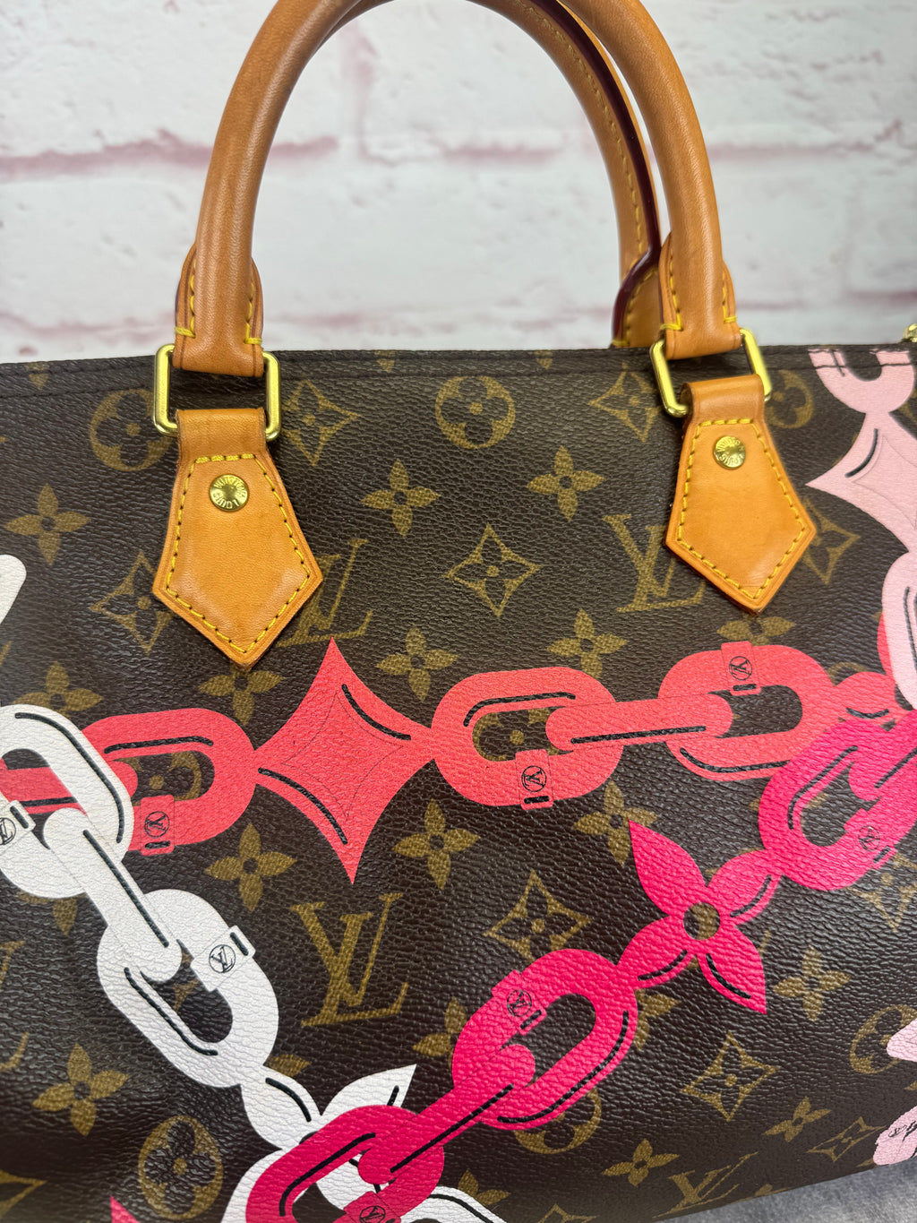 Louis Vuitton Limited Edition Bay Rose Chains Speedy 30 Handbag