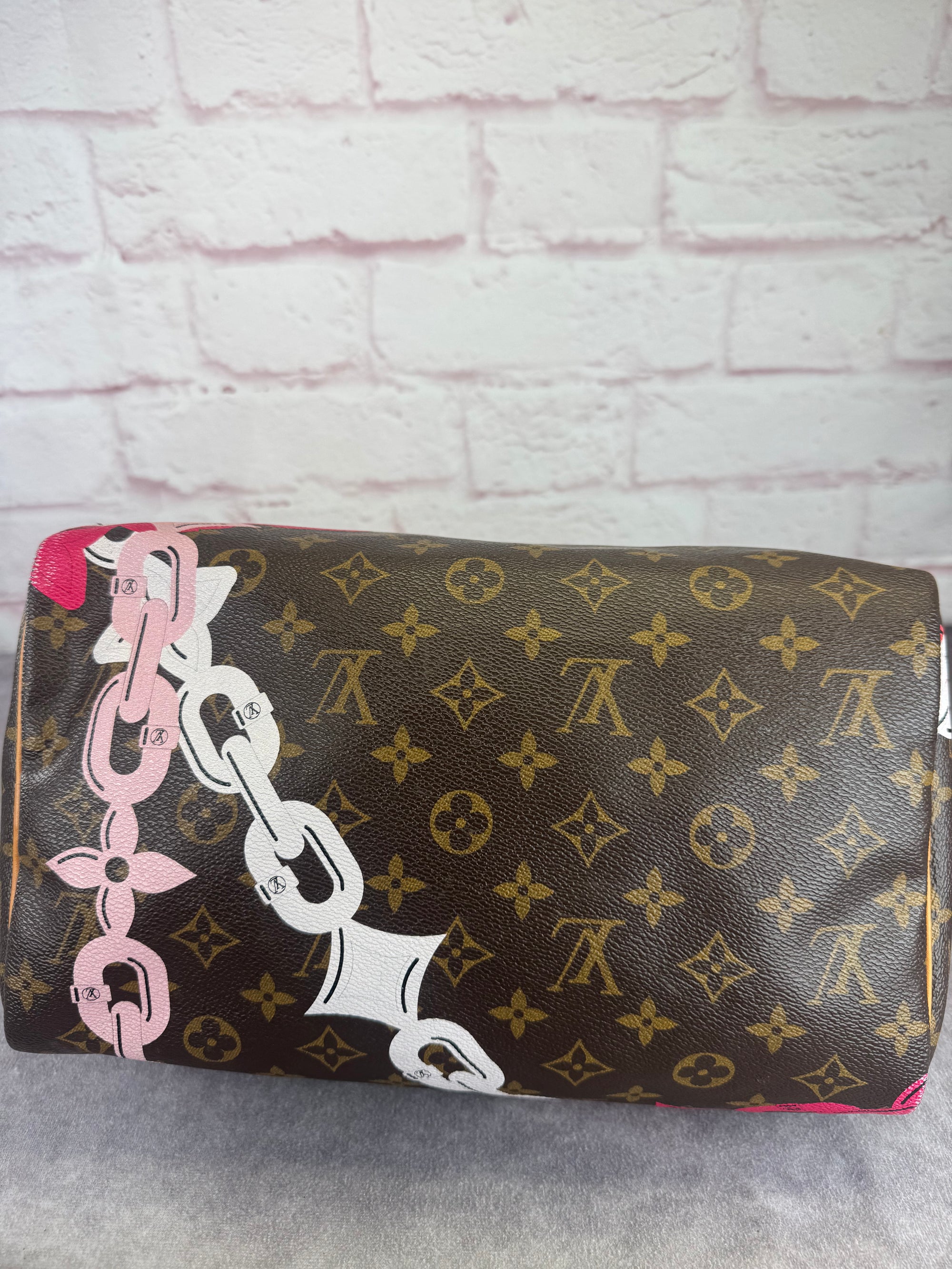 Louis Vuitton Limited Edition Bay Rose Chains Speedy 30 Handbag