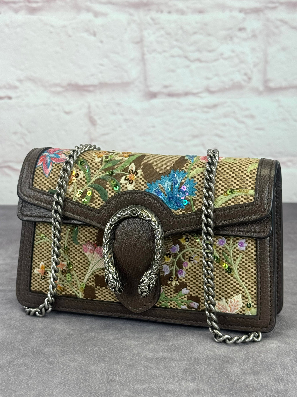 Gucci Jumbo GG Floral Embroidered Dionysus Super Mini Bag
