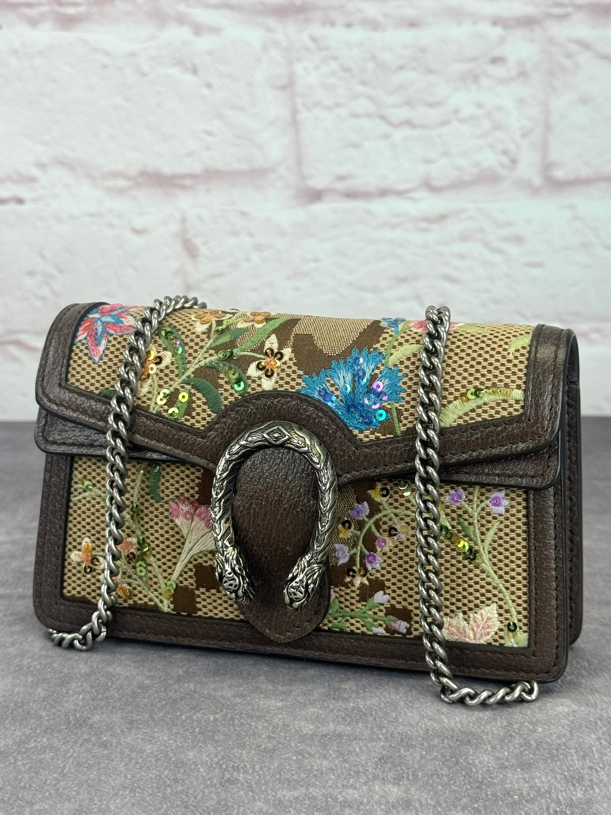 Gucci Jumbo GG Floral Embroidered Dionysus Super Mini Bag