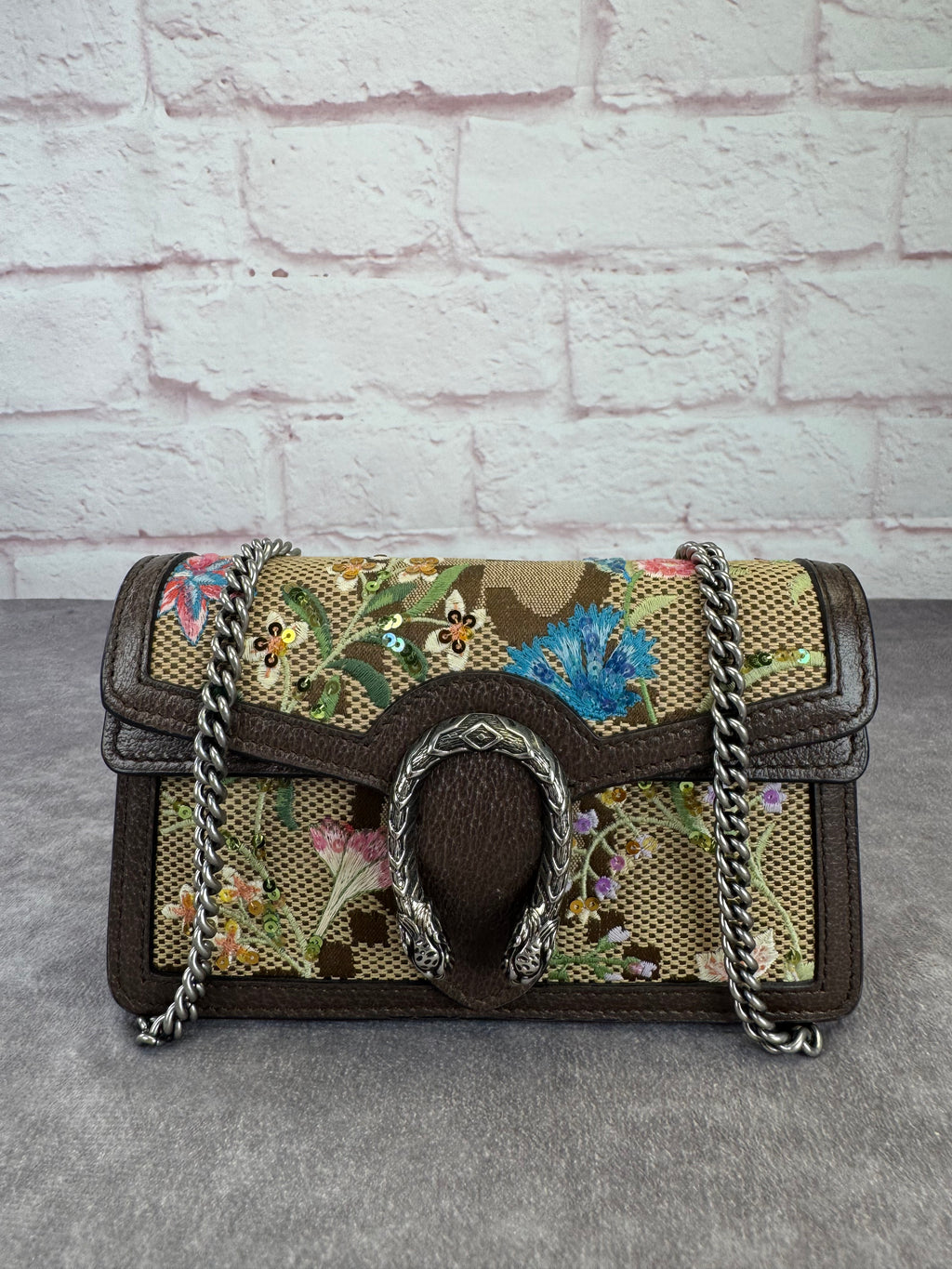 Gucci Jumbo GG Floral Embroidered Dionysus Super Mini Bag