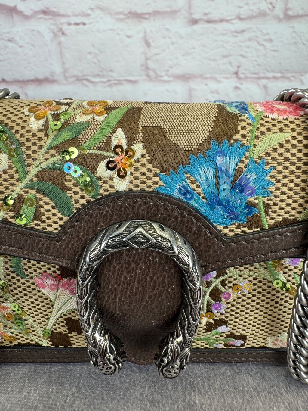 Gucci Jumbo GG Floral Embroidered Dionysus Super Mini Bag