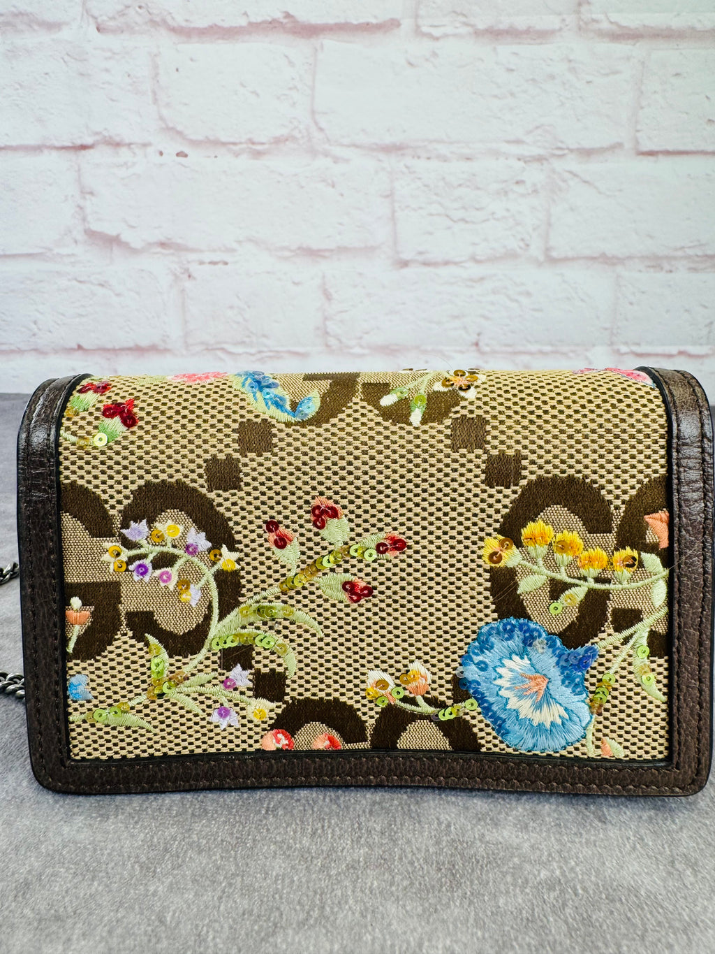 Gucci Jumbo GG Floral Embroidered Dionysus Super Mini Bag