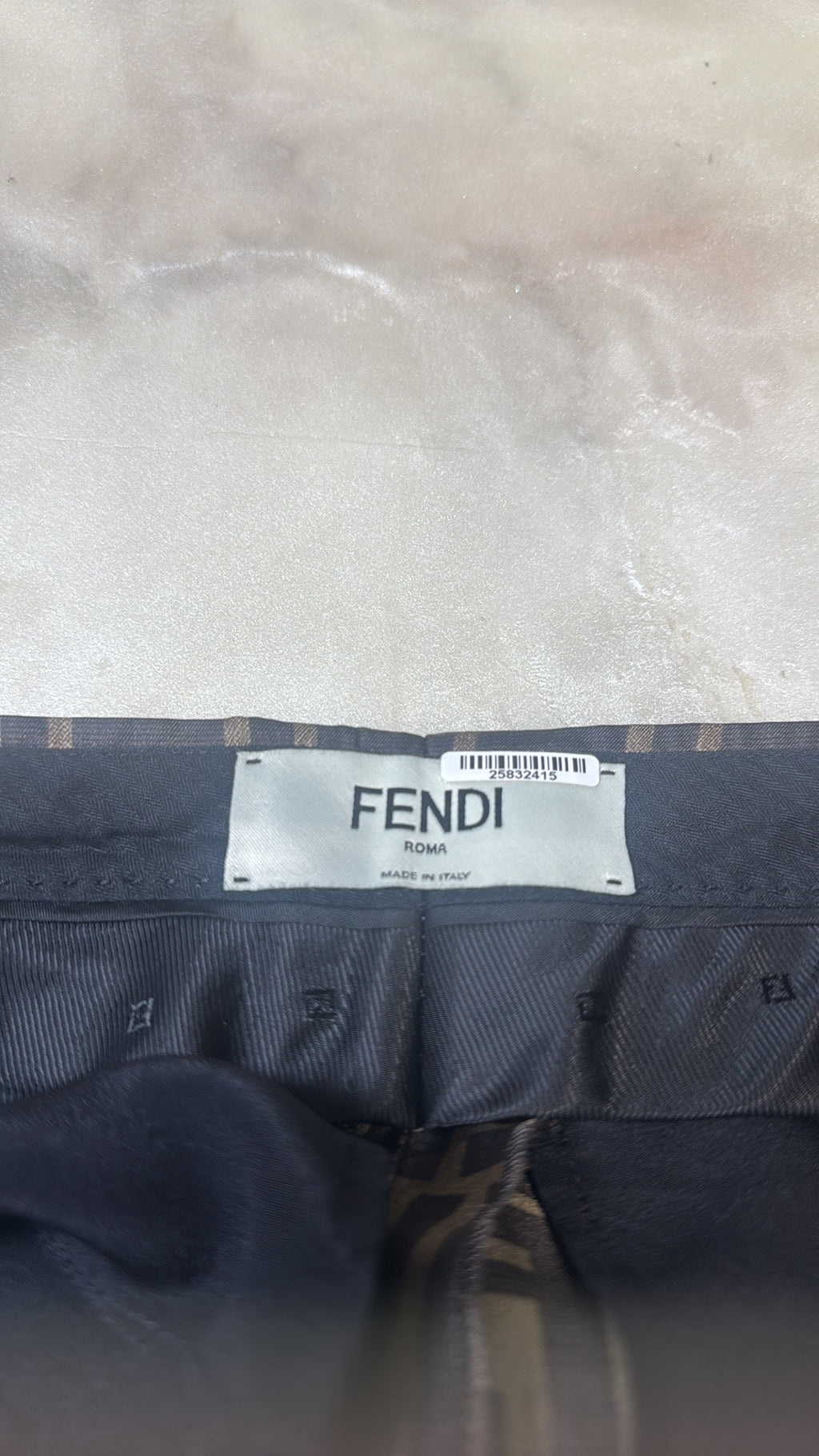Fendi Wide Leg Silk FF Zucca Print Trousers