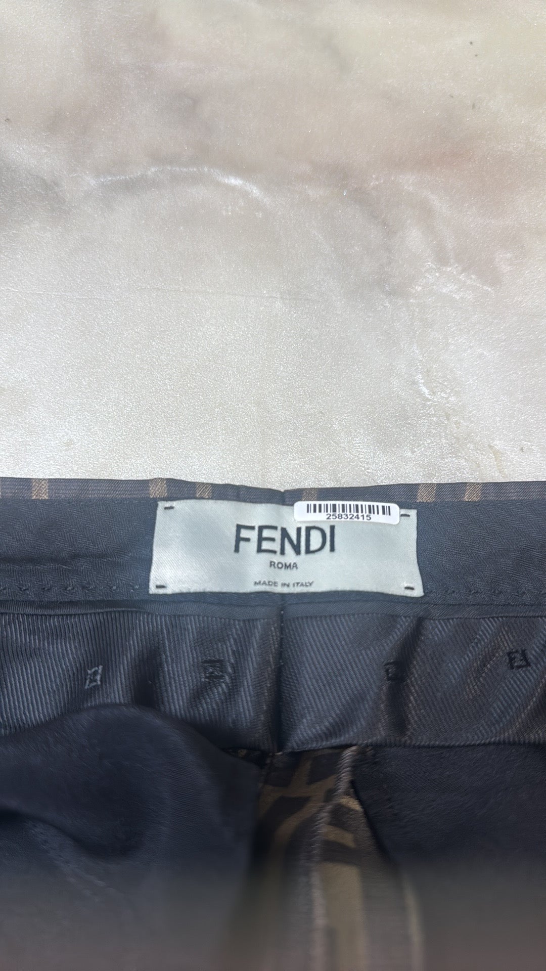 Fendi Wide Leg Silk FF Zucca Print Trousers