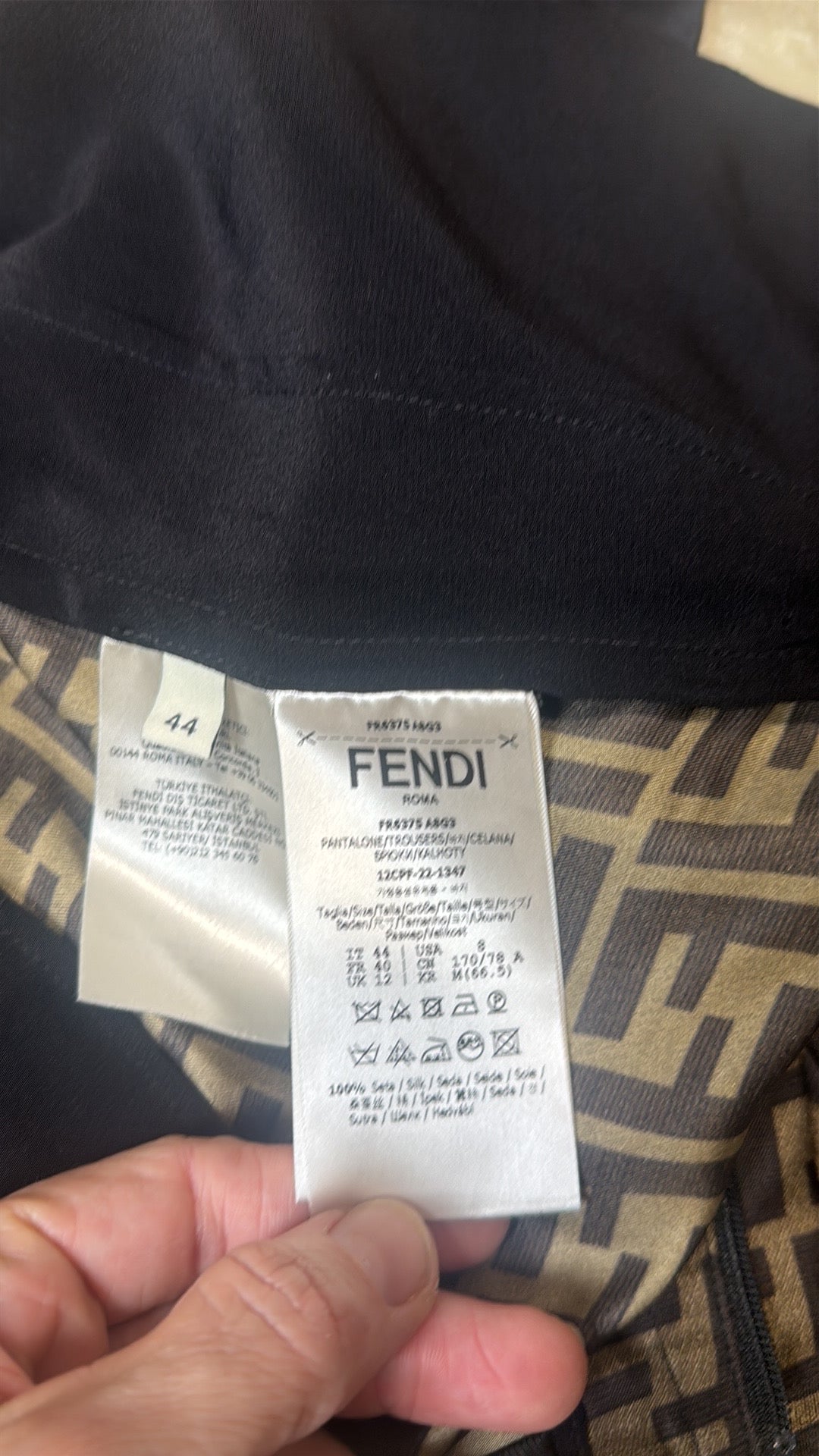 Fendi Wide Leg Silk FF Zucca Print Trousers