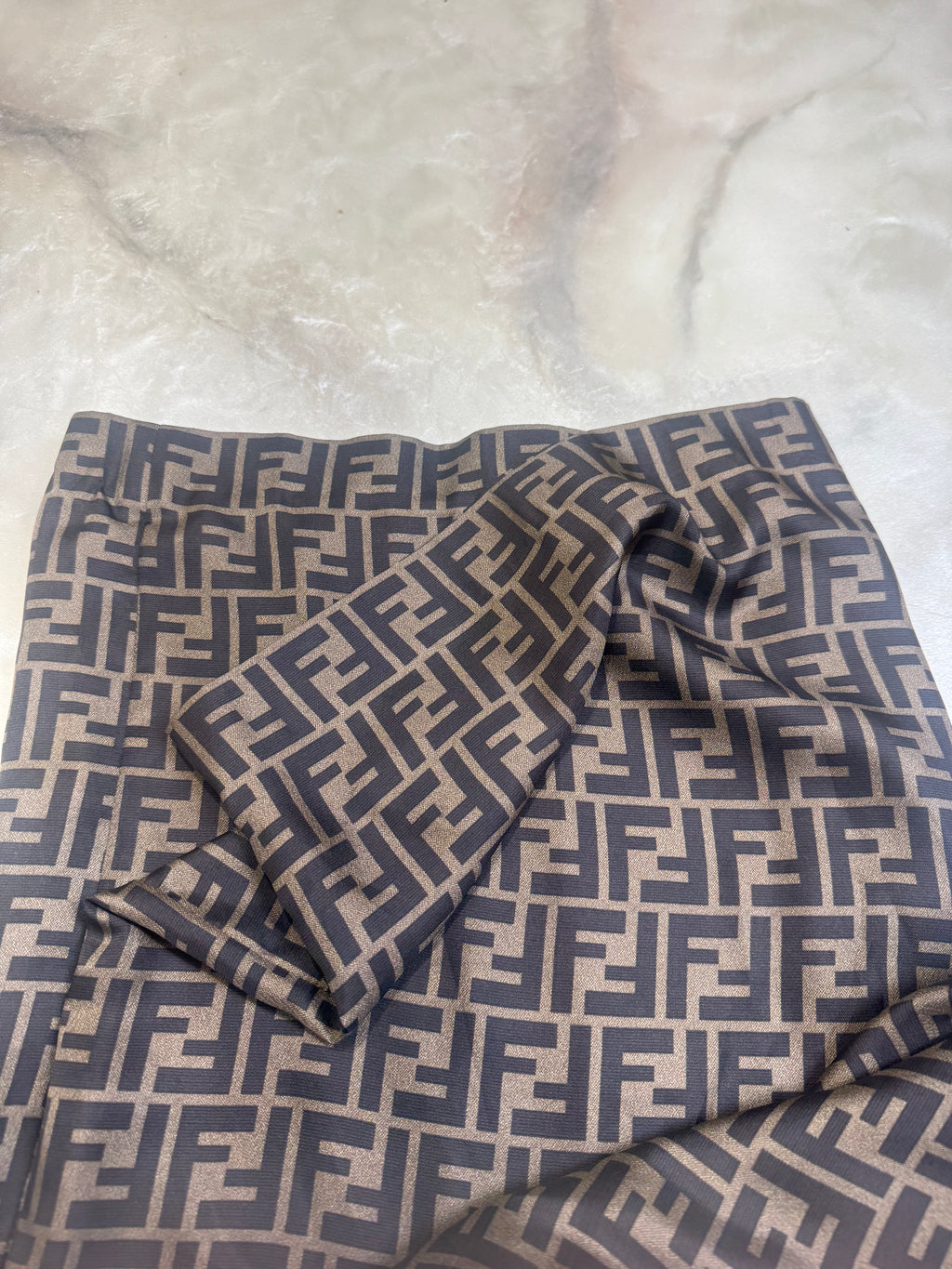 Fendi Wide Leg Silk FF Zucca Print Trousers