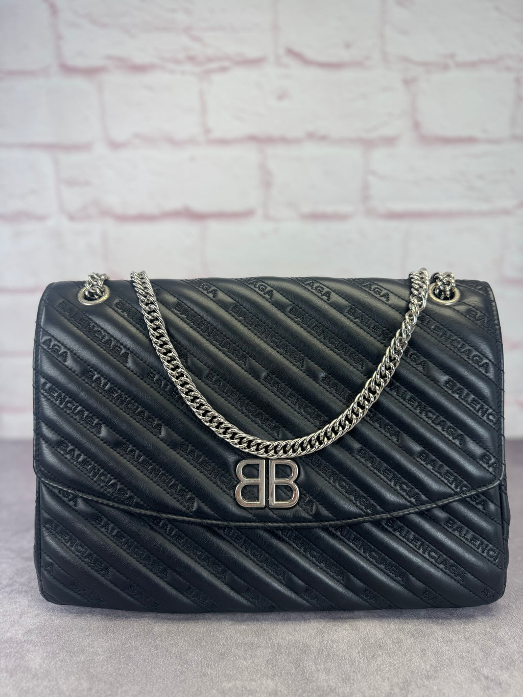Balenciaga Matelasse Black BB Round Large Chain Flap Bag