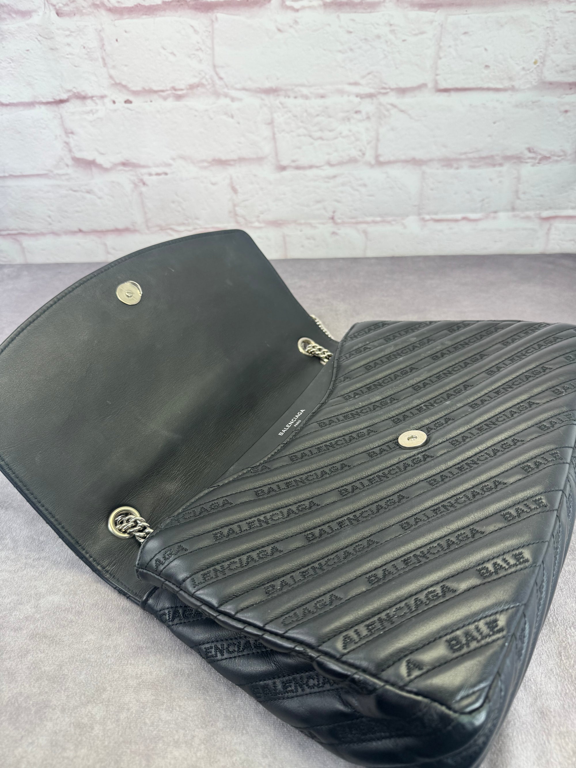 Balenciaga Matelasse Black BB Round Large Chain Flap Bag