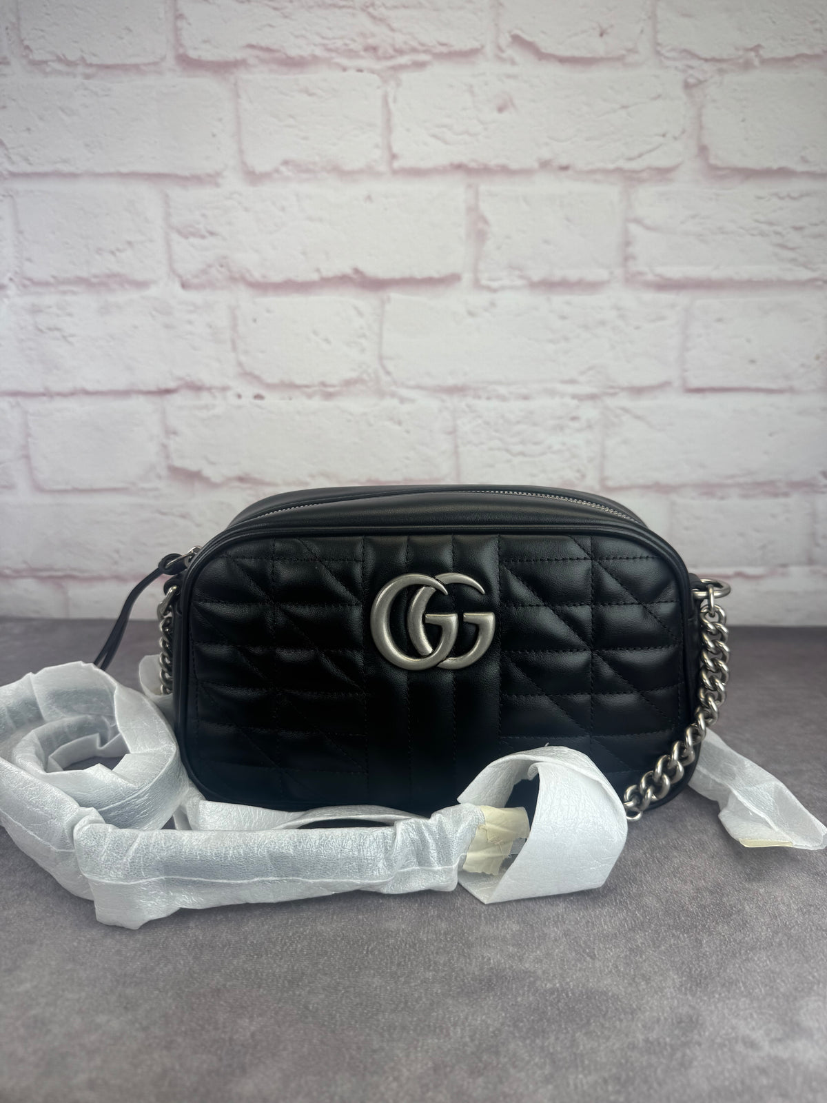 Gucci Matelasse Aria Small GG Marmont Shoulder Bag