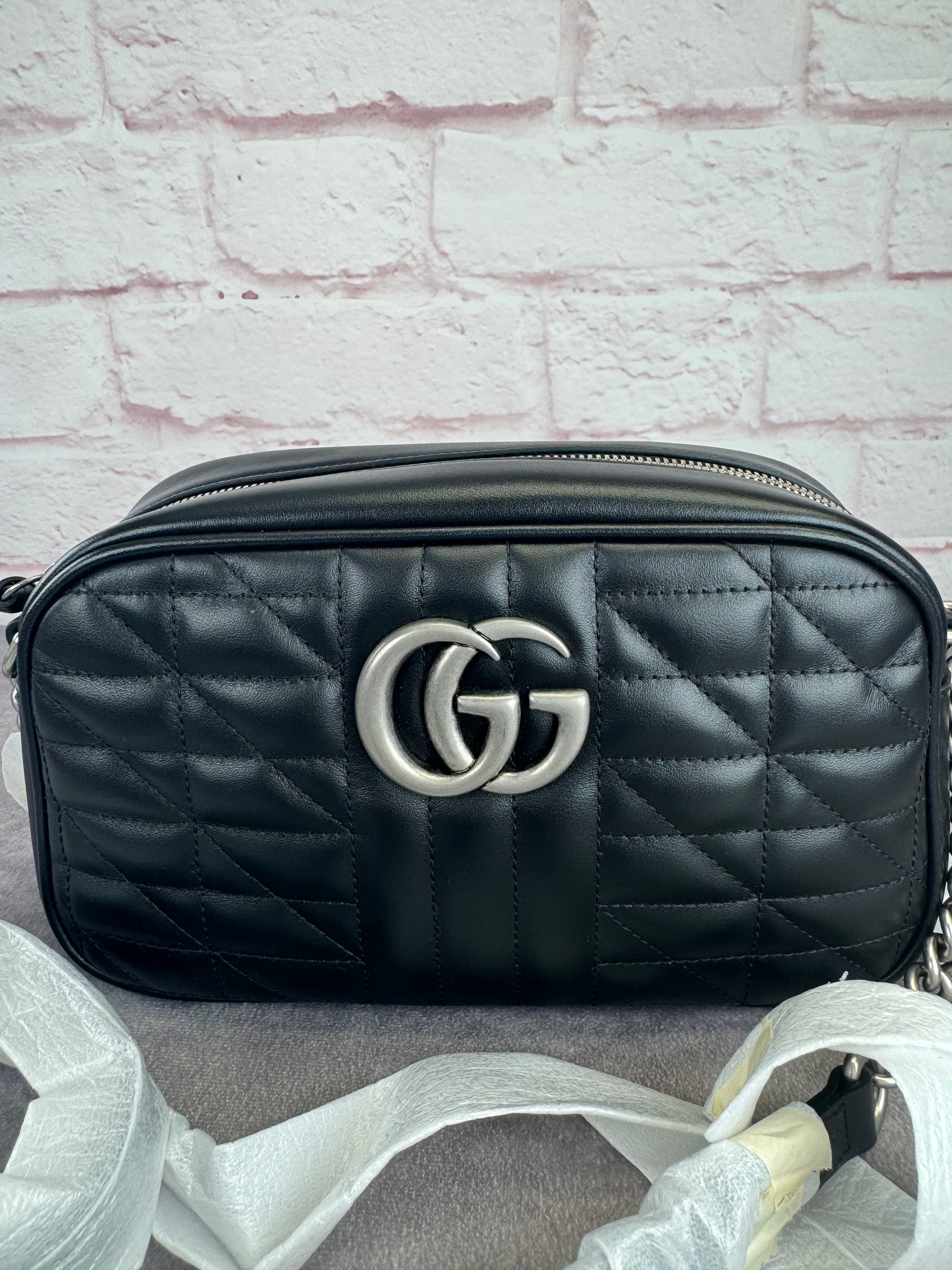 Gucci Matelasse Aria Small GG Marmont Shoulder Bag