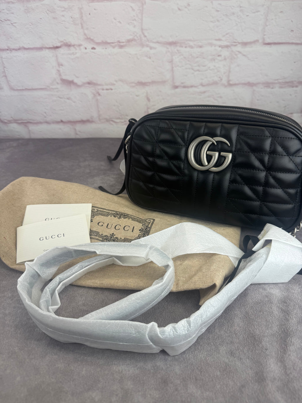 Gucci Matelasse Aria Small GG Marmont Shoulder Bag