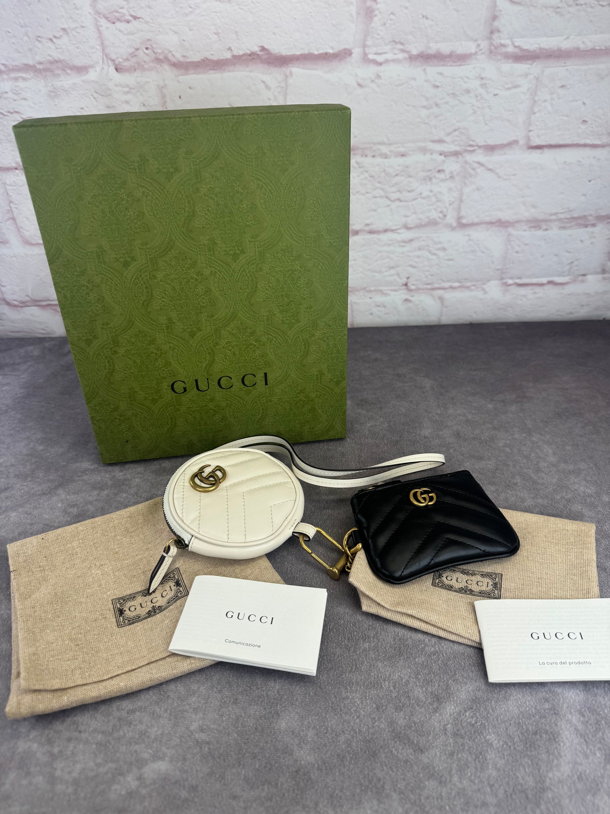 Gucci Calfskin Matelasse GG Marmont Coin Purse Key Case Set