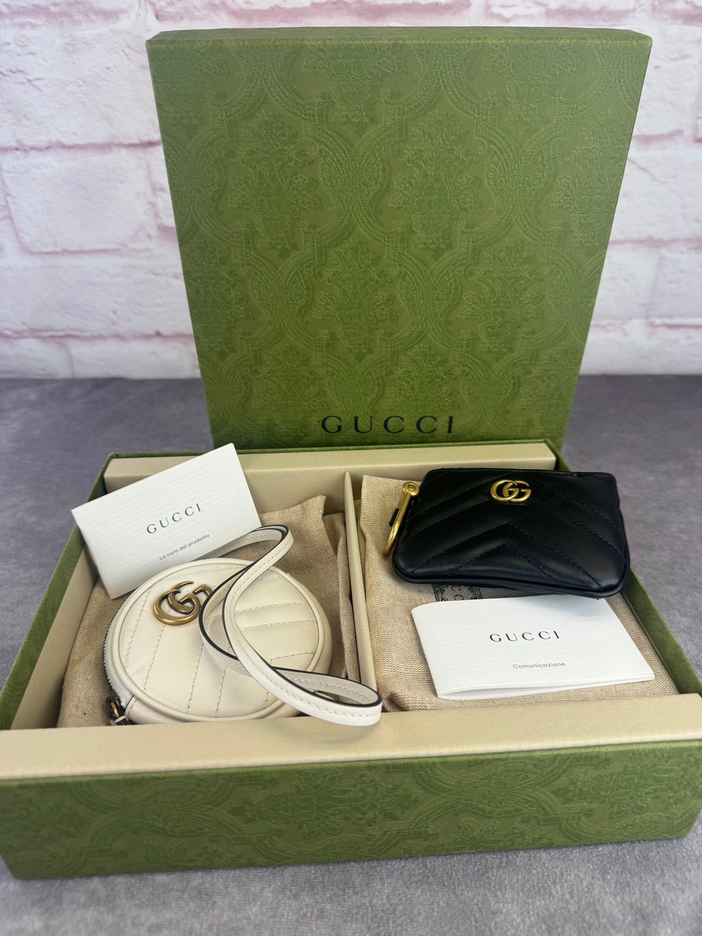 Gucci Calfskin Matelasse GG Marmont Coin Purse Key Case Set