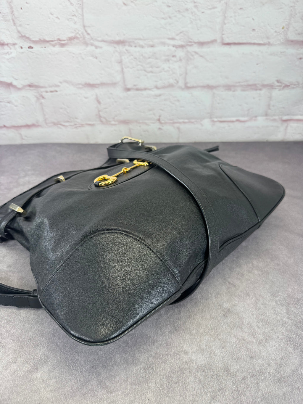 Gucci 1955 Horsebit Cinch Top Leather Bag