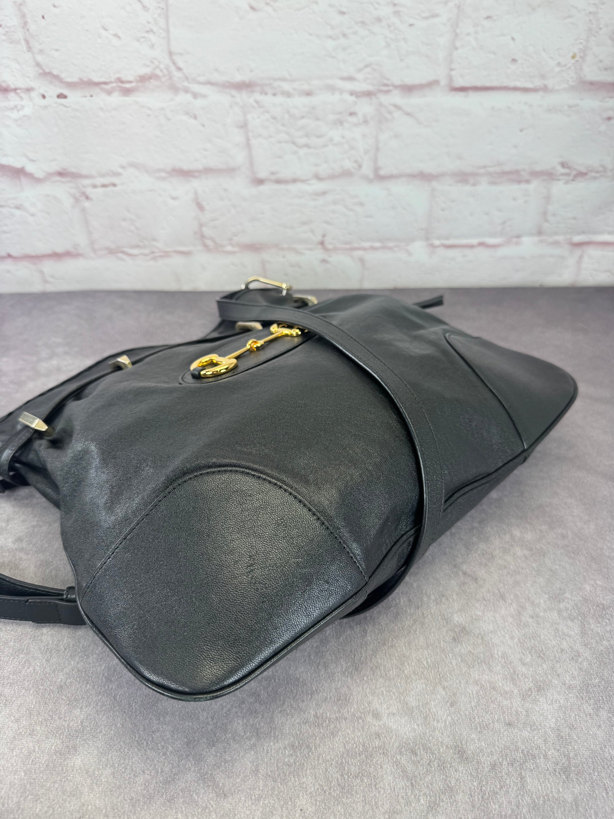 Gucci 1955 Horsebit Cinch Top Leather Bag