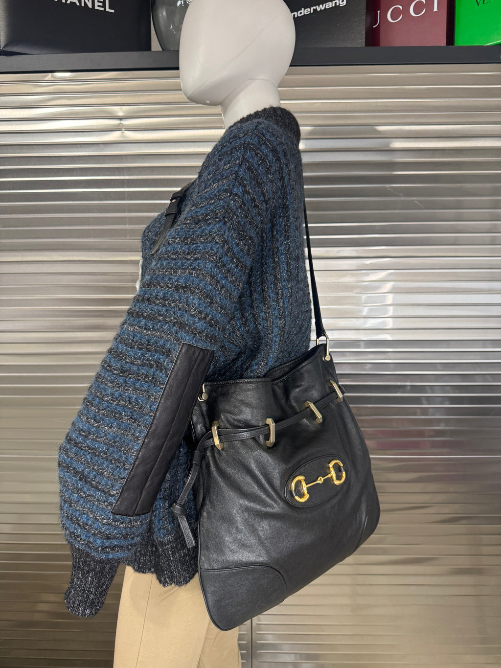 Gucci 1955 Horsebit Cinch Top Leather Bag